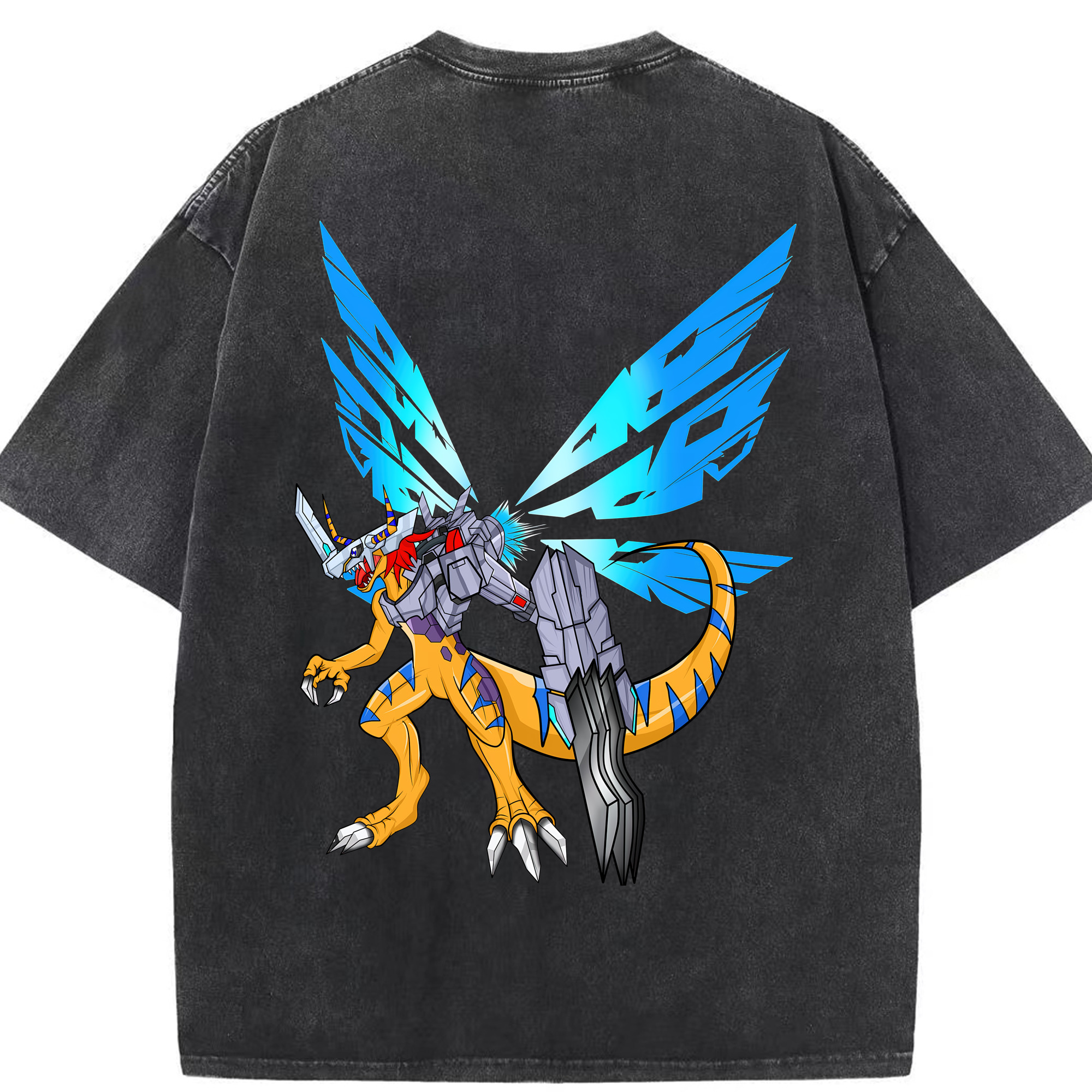 （画像用） Digimon デジタルモンスター/デジモン 綿100% ヴィンテージ風 半袖Tシャツ（背面プリント）