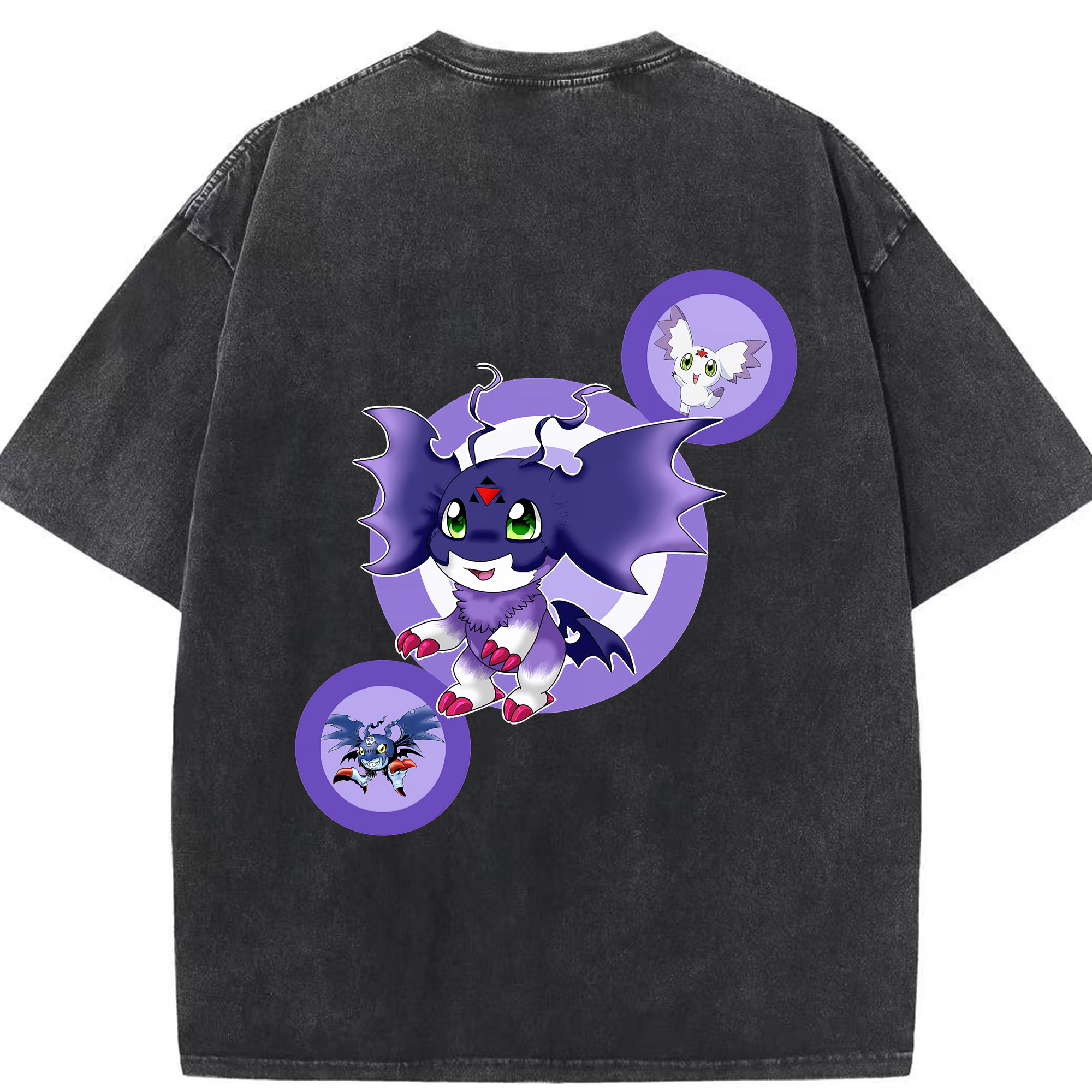 （画像用） Digimon デジタルモンスター/デジモン 綿100% ヴィンテージ風 半袖Tシャツ（背面プリント）