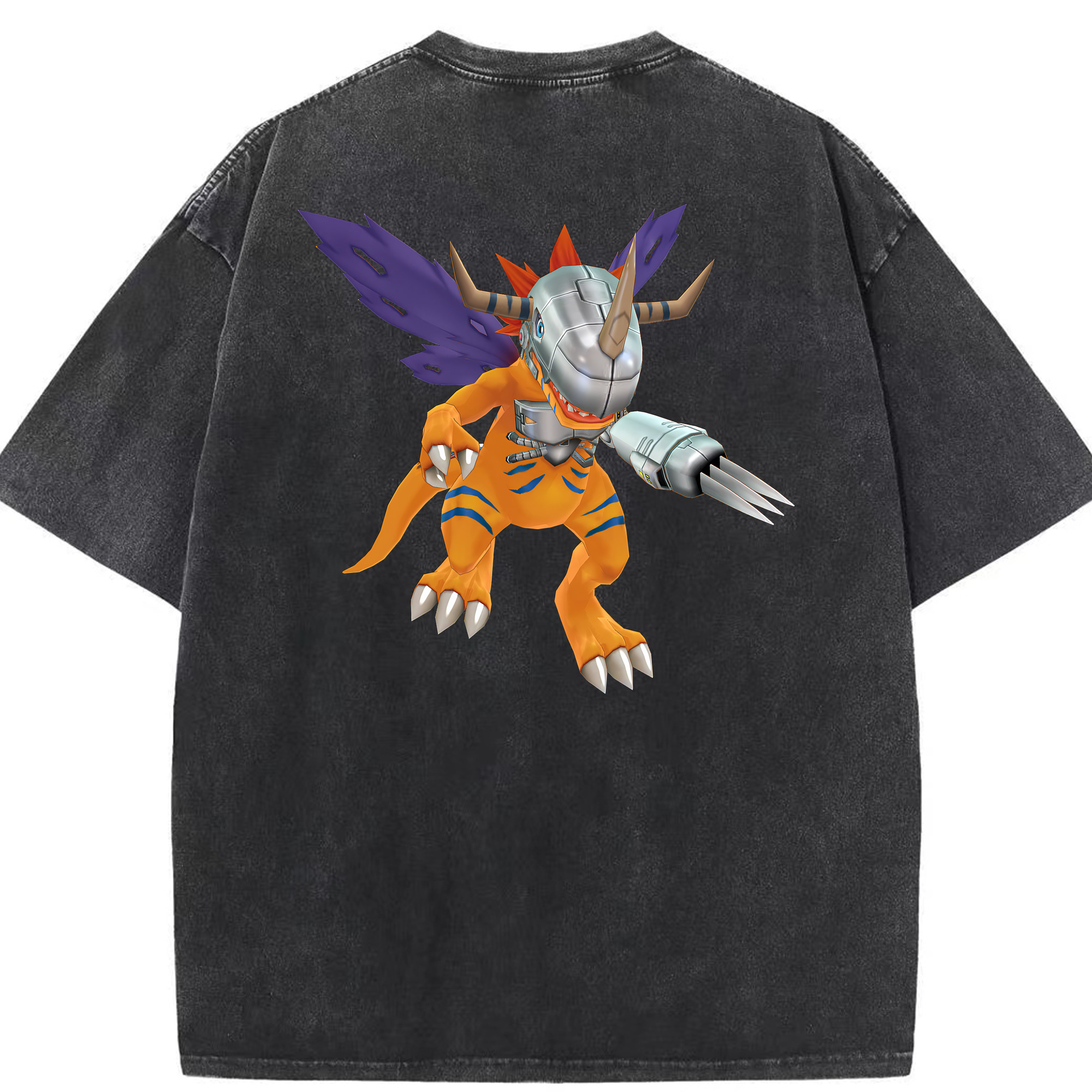（画像用） Digimon デジタルモンスター/デジモン 綿100% ヴィンテージ風 半袖Tシャツ（背面プリント）