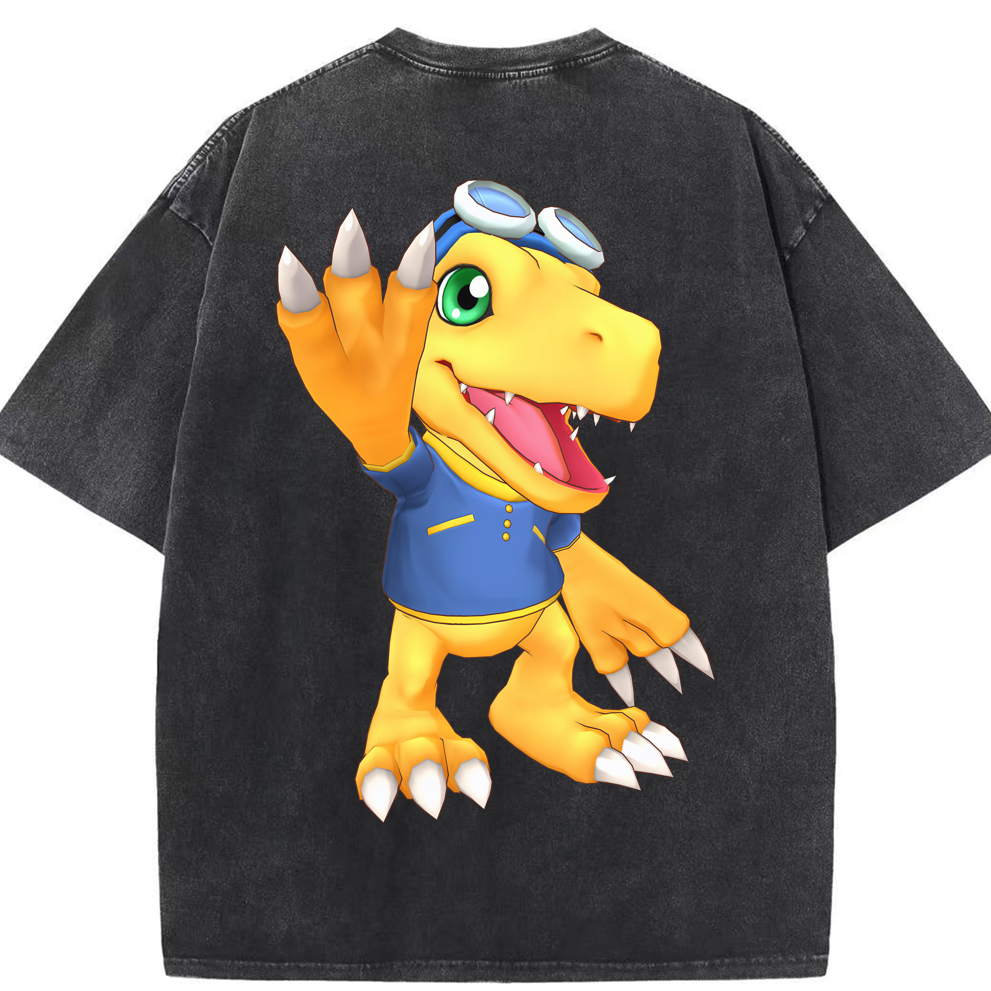 （画像用） Digimon デジタルモンスター/デジモン 綿100% ヴィンテージ風 半袖Tシャツ（背面プリント）