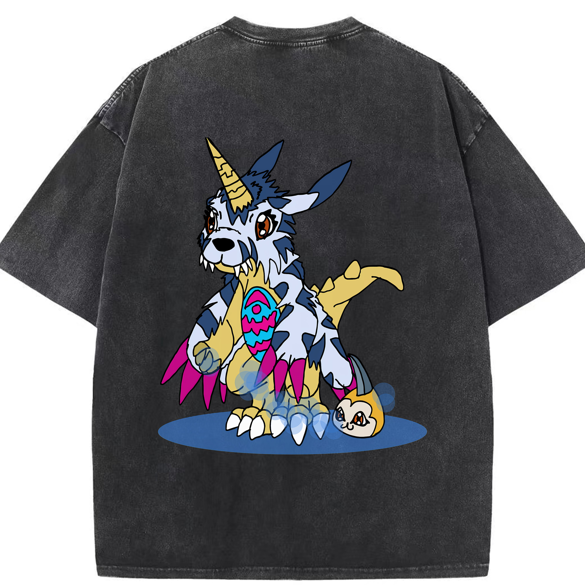 （画像用） Digimon デジタルモンスター/デジモン 綿100% ヴィンテージ風 半袖Tシャツ（背面プリント）