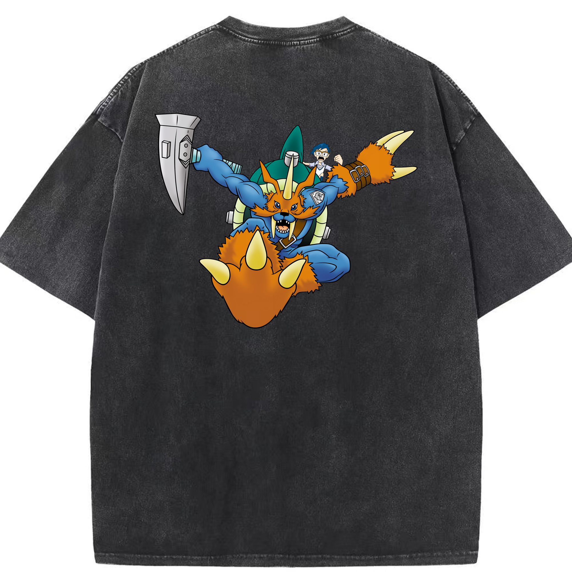 （画像用） Digimon デジタルモンスター/デジモン 綿100% ヴィンテージ風 半袖Tシャツ（背面プリント）
