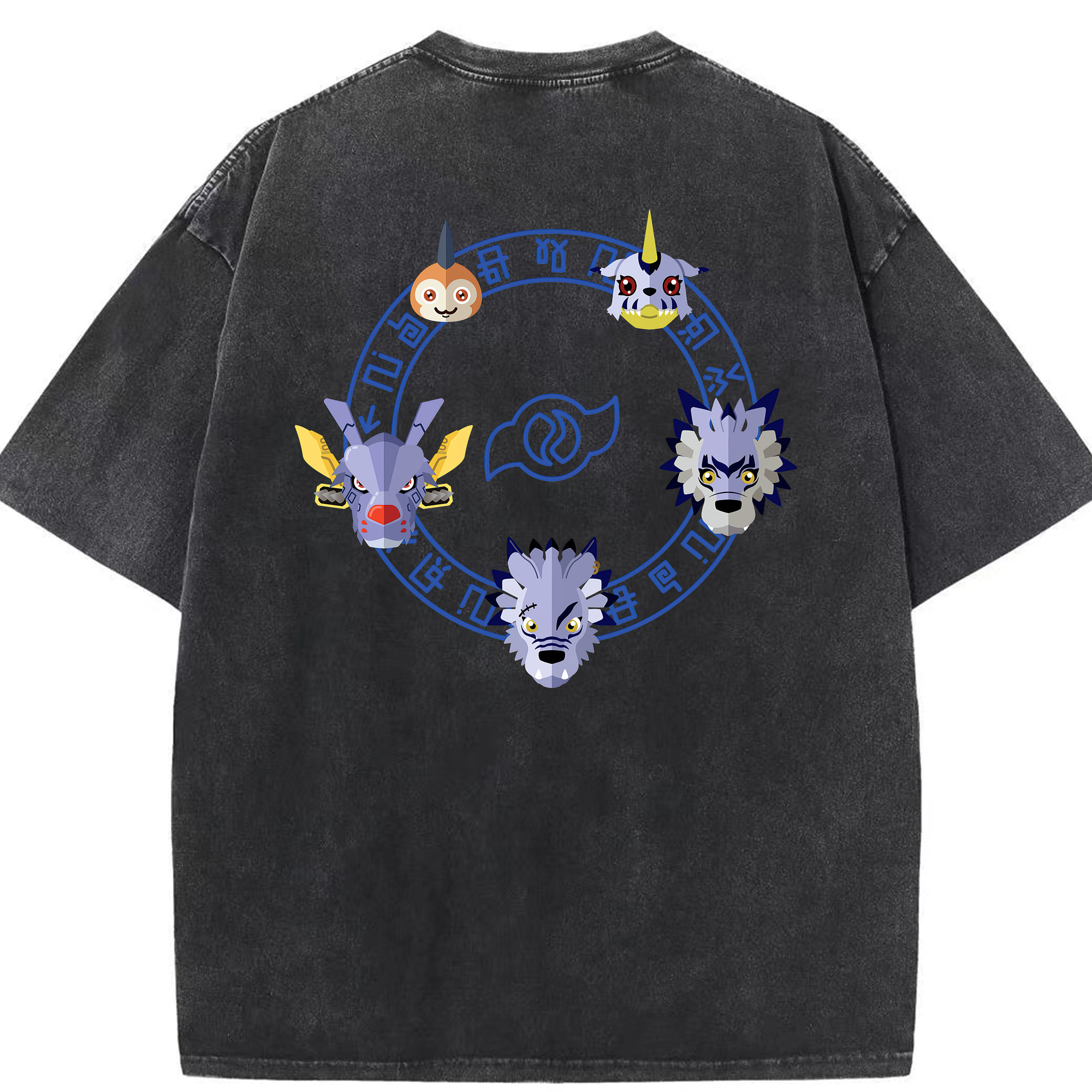 （画像用） Digimon デジタルモンスター/デジモン 綿100% ヴィンテージ風 半袖Tシャツ（背面プリント）