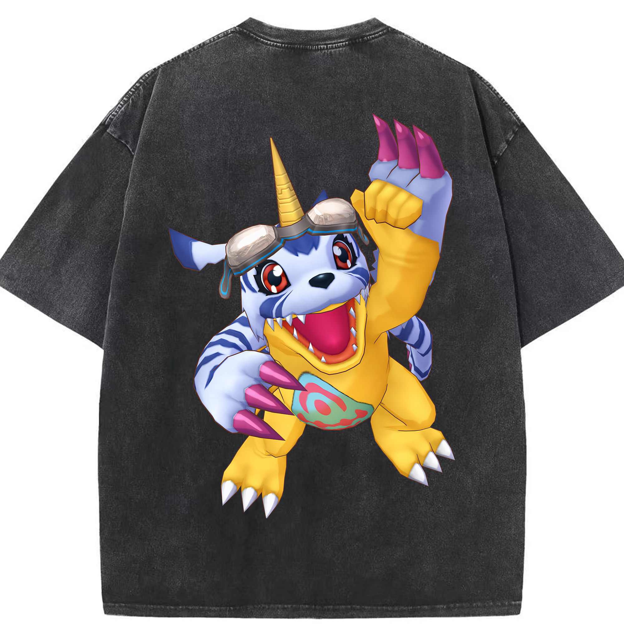 （画像用） Digimon デジタルモンスター/デジモン 綿100% ヴィンテージ風 半袖Tシャツ（背面プリント）