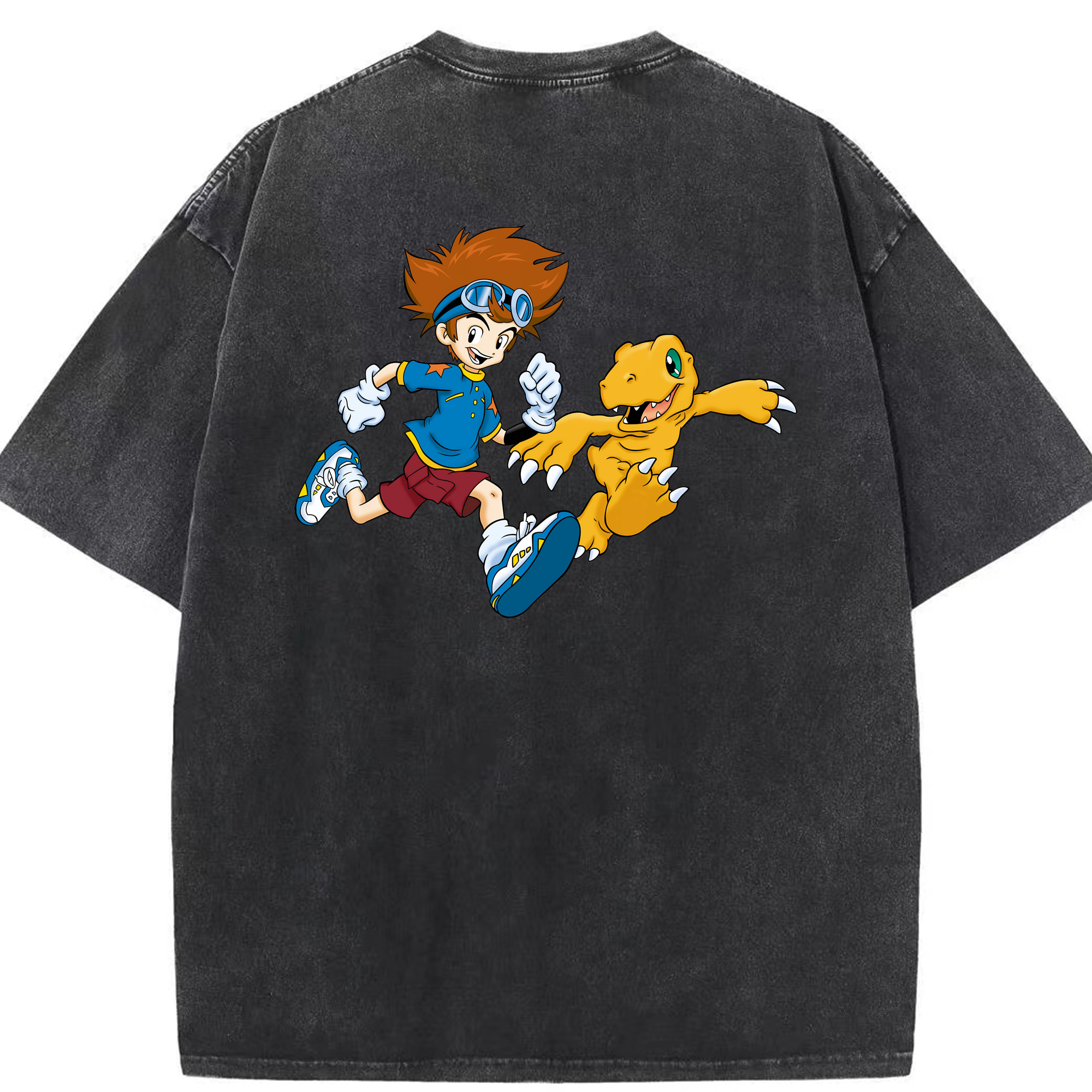（画像用） Digimon デジタルモンスター/デジモン 綿100% ヴィンテージ風 半袖Tシャツ（背面プリント）