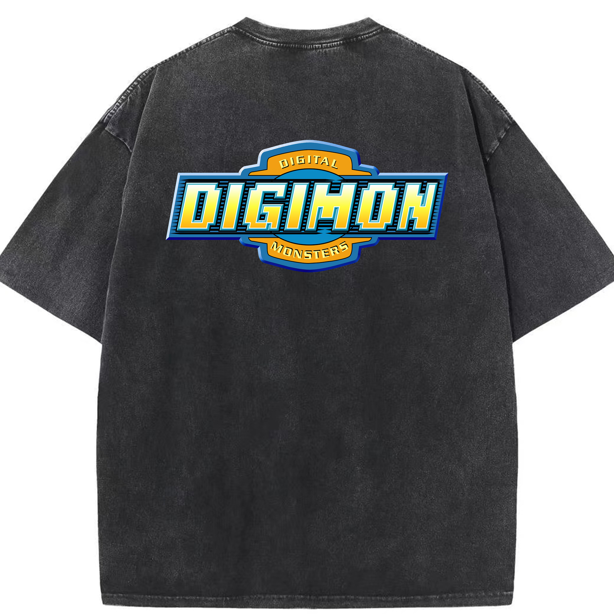 （画像用） Digimon デジタルモンスター/デジモン 綿100% ヴィンテージ風 半袖Tシャツ（背面プリント）