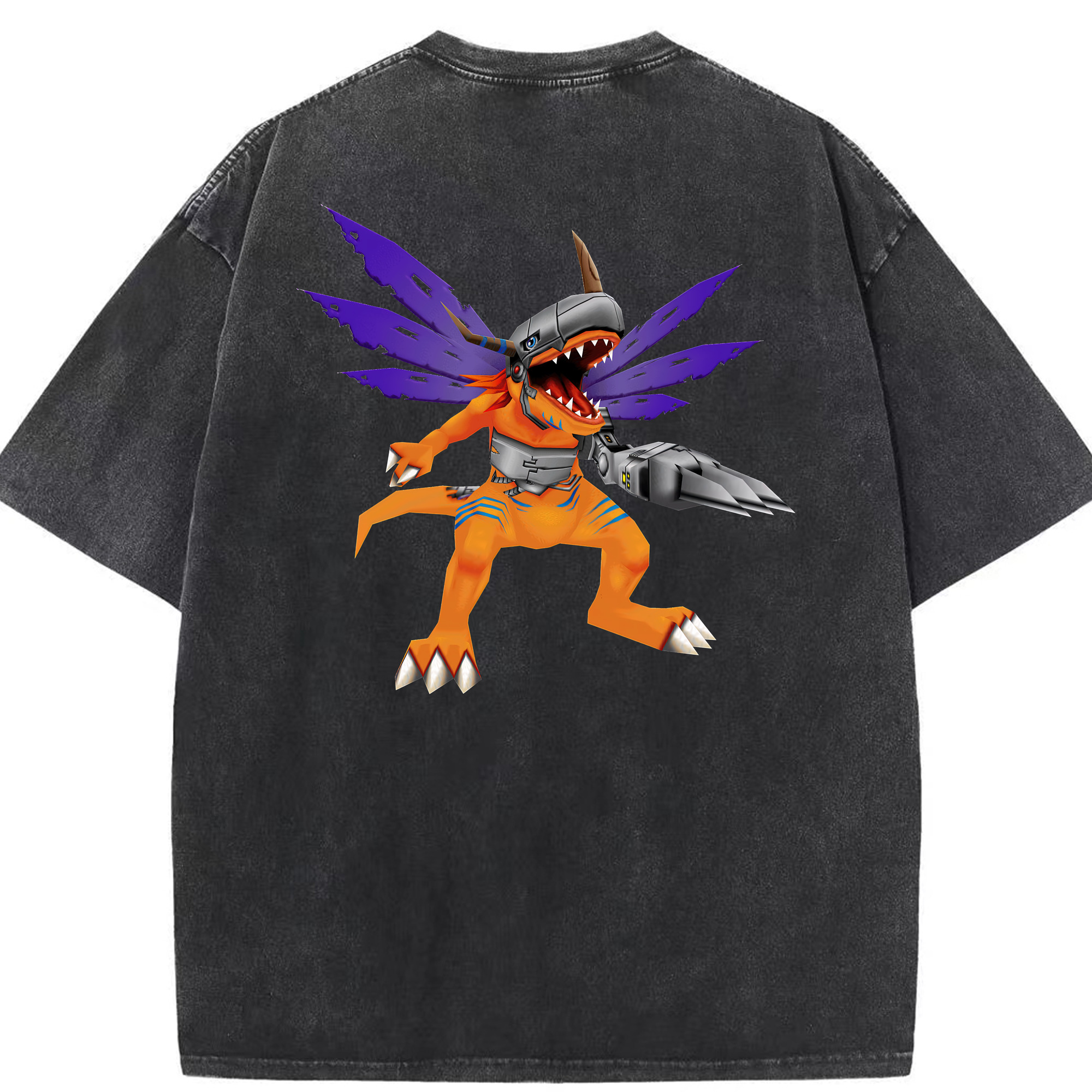 （画像用） Digimon デジタルモンスター/デジモン 綿100% ヴィンテージ風 半袖Tシャツ（背面プリント）
