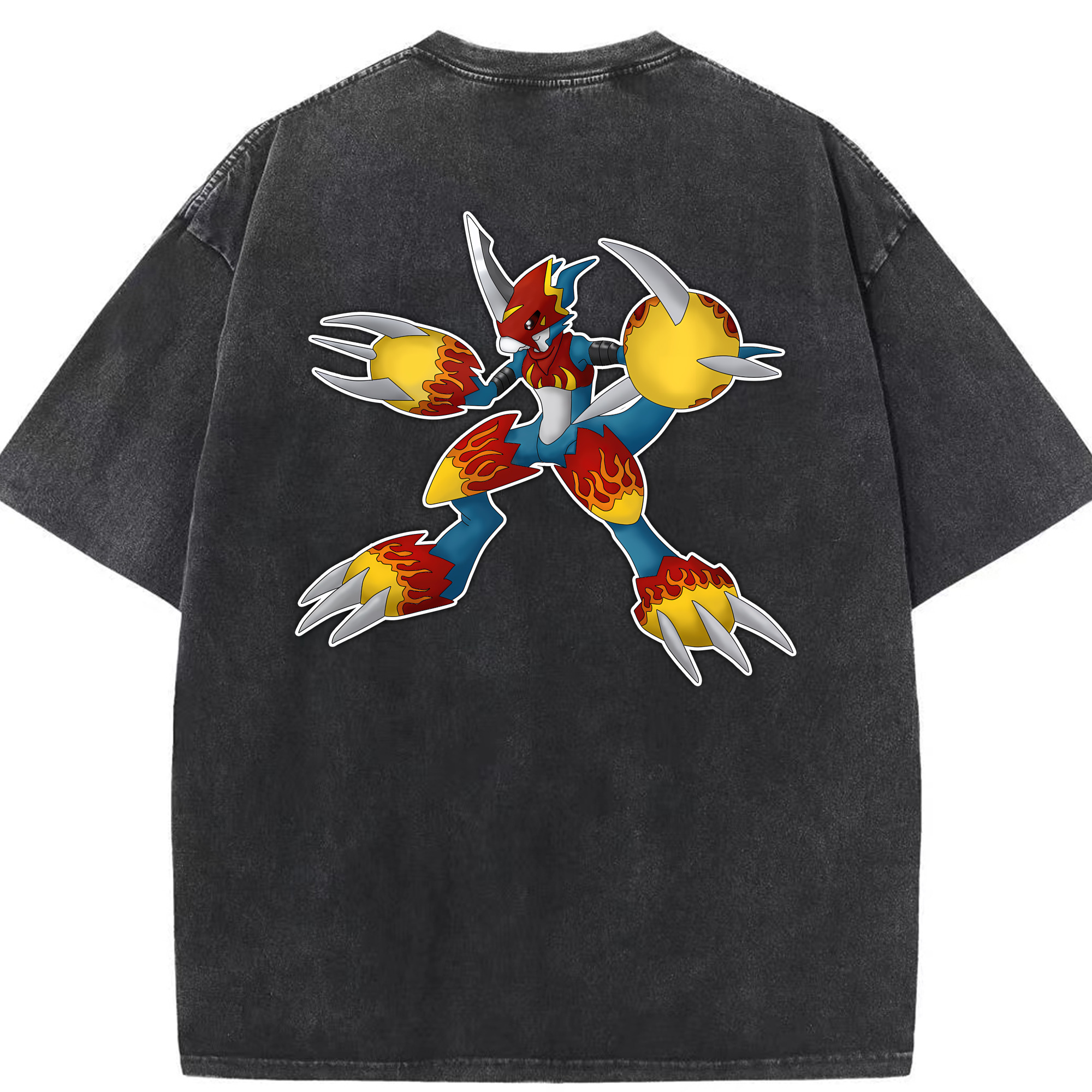 （画像用） Digimon デジタルモンスター/デジモン 綿100% ヴィンテージ風 半袖Tシャツ（背面プリント）