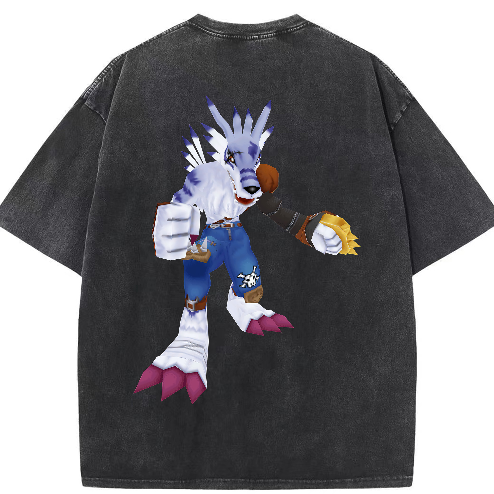 （画像用） Digimon デジタルモンスター/デジモン 綿100% ヴィンテージ風 半袖Tシャツ（背面プリント）