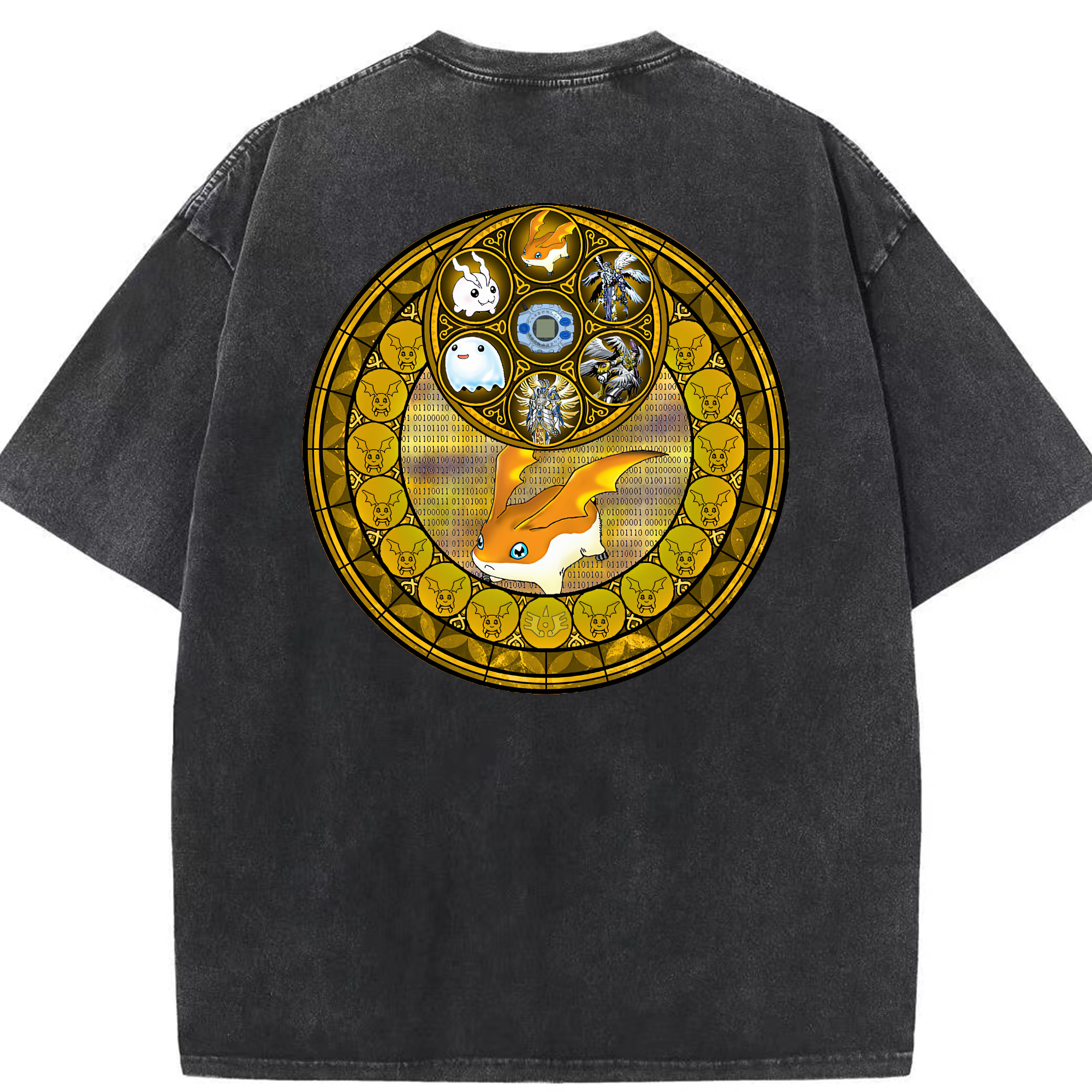 （画像用） Digimon デジタルモンスター/デジモン 綿100% ヴィンテージ風 半袖Tシャツ（背面プリント）