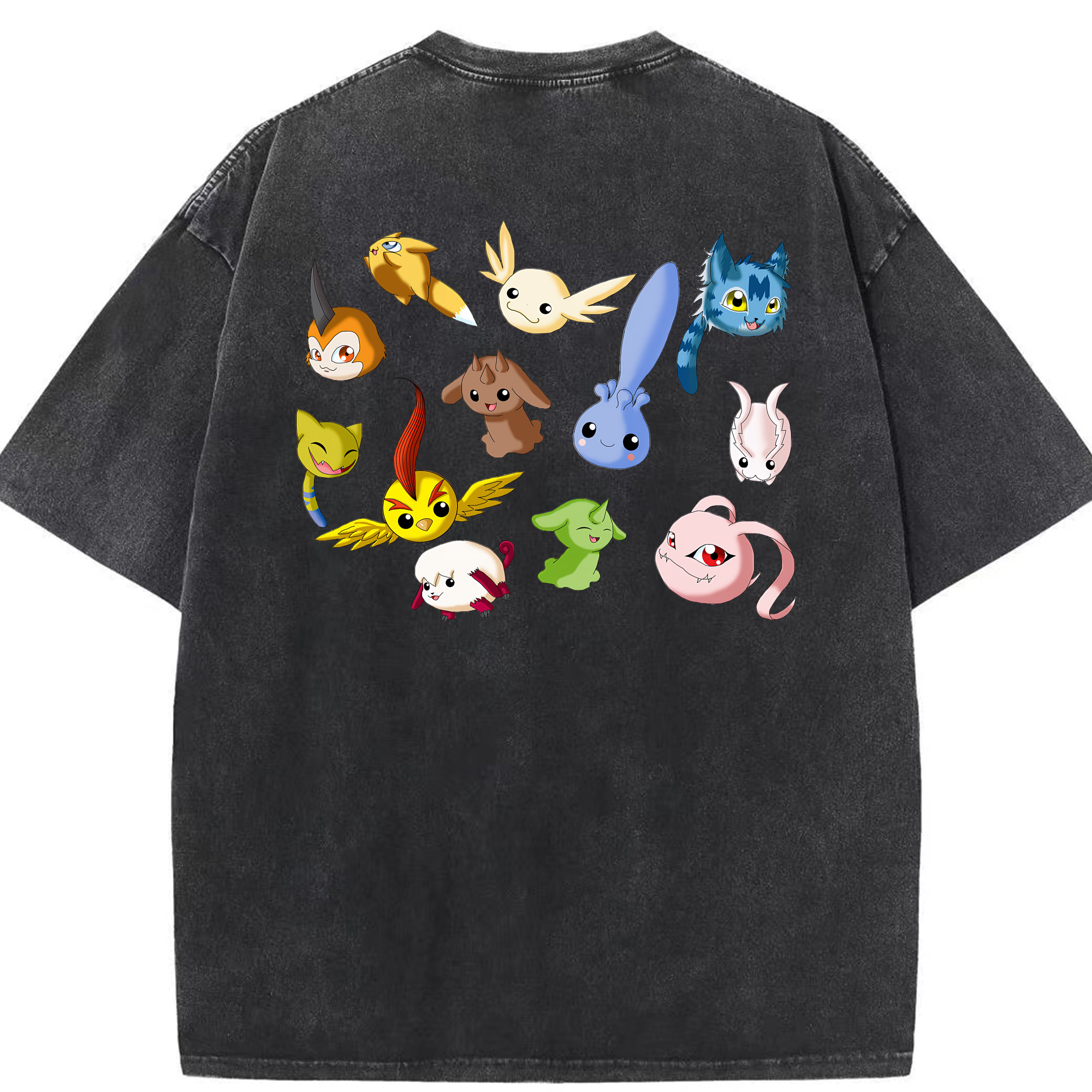 （画像用） Digimon デジタルモンスター/デジモン 綿100% ヴィンテージ風 半袖Tシャツ（背面プリント）