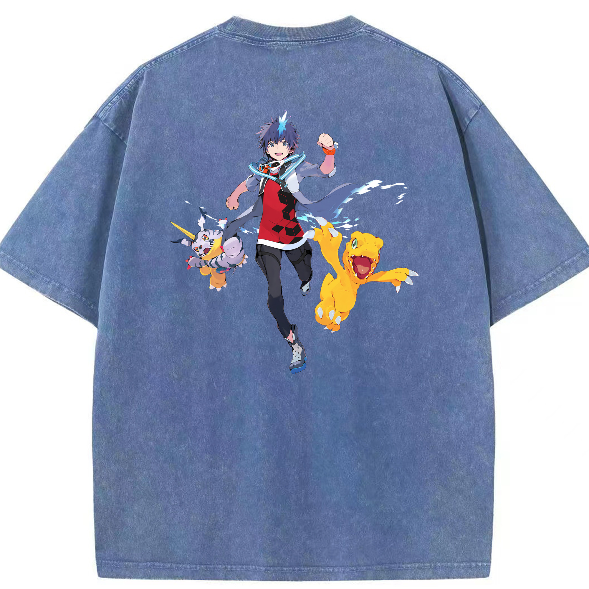 （画像用） Digimon デジタルモンスター/デジモン 綿100% ヴィンテージ風 半袖Tシャツ（背面プリント）
