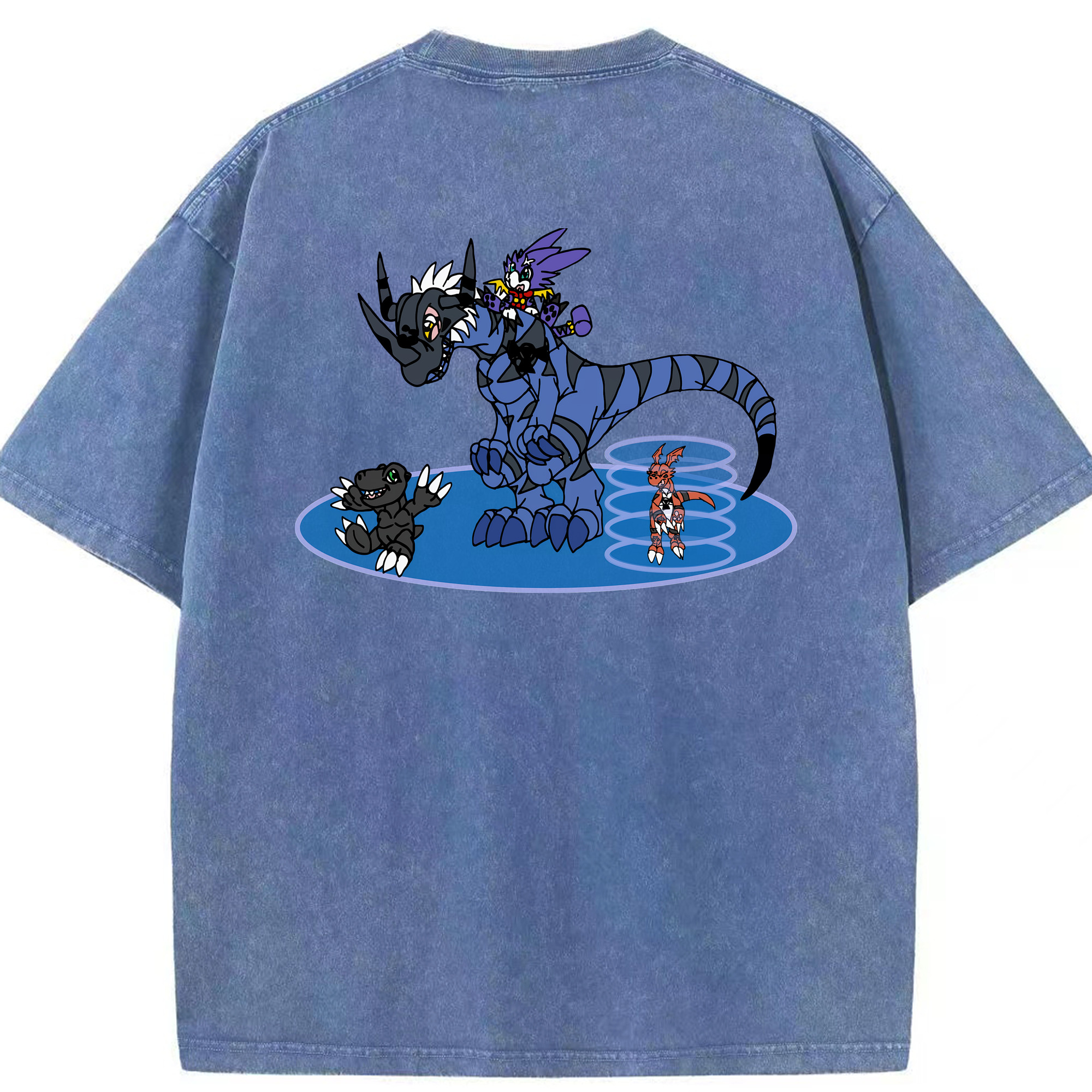 （画像用） Digimon デジタルモンスター/デジモン 綿100% ヴィンテージ風 半袖Tシャツ（背面プリント）