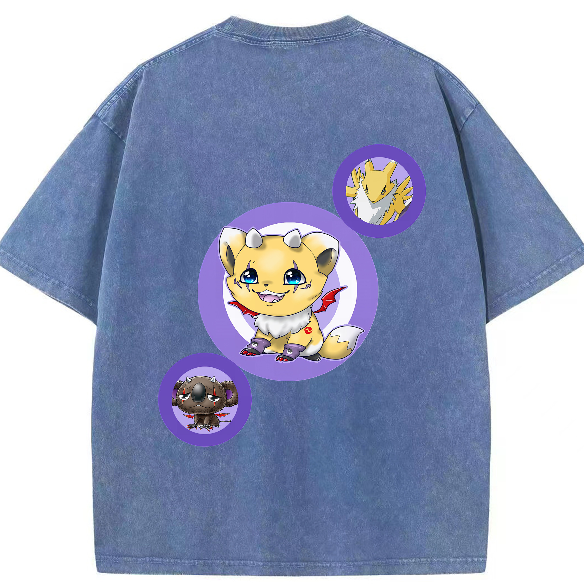 （画像用） Digimon デジタルモンスター/デジモン 綿100% ヴィンテージ風 半袖Tシャツ（背面プリント）