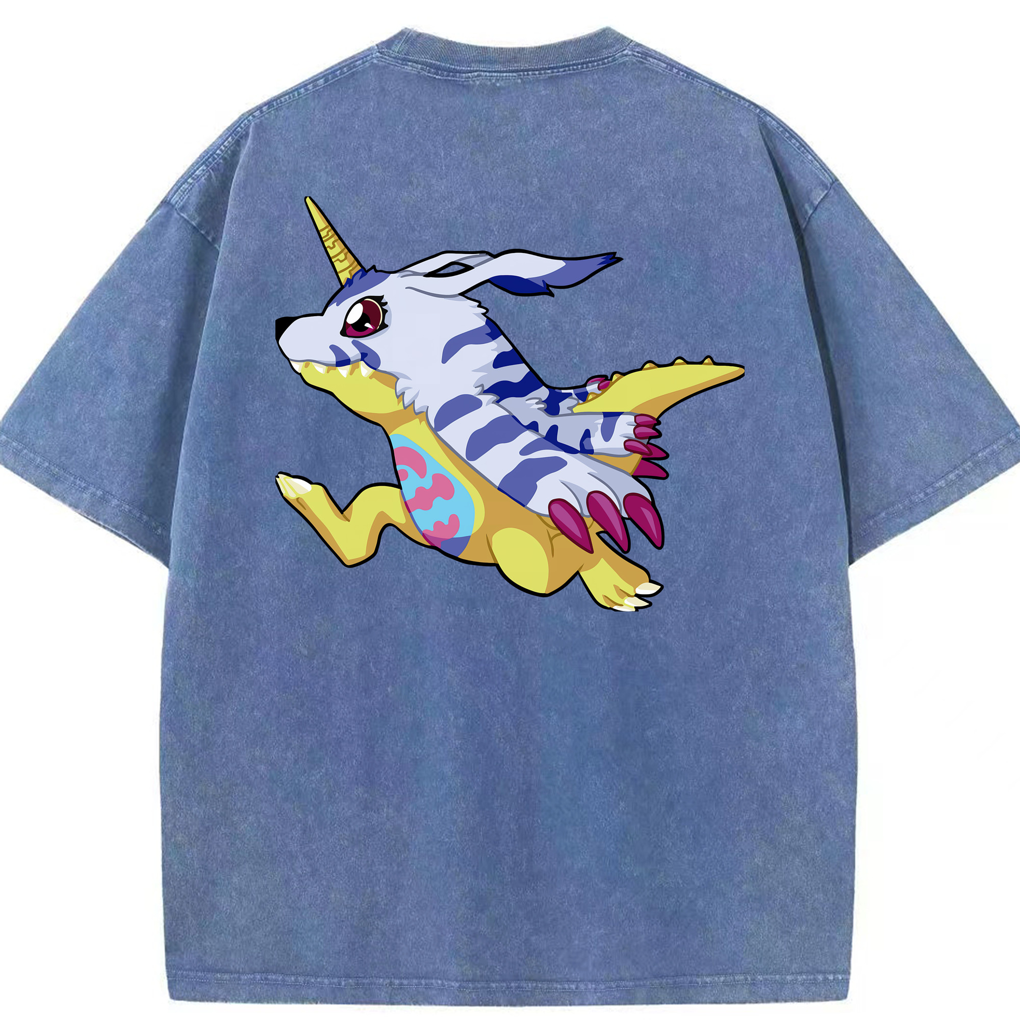 （画像用） Digimon デジタルモンスター/デジモン 綿100% ヴィンテージ風 半袖Tシャツ（背面プリント）