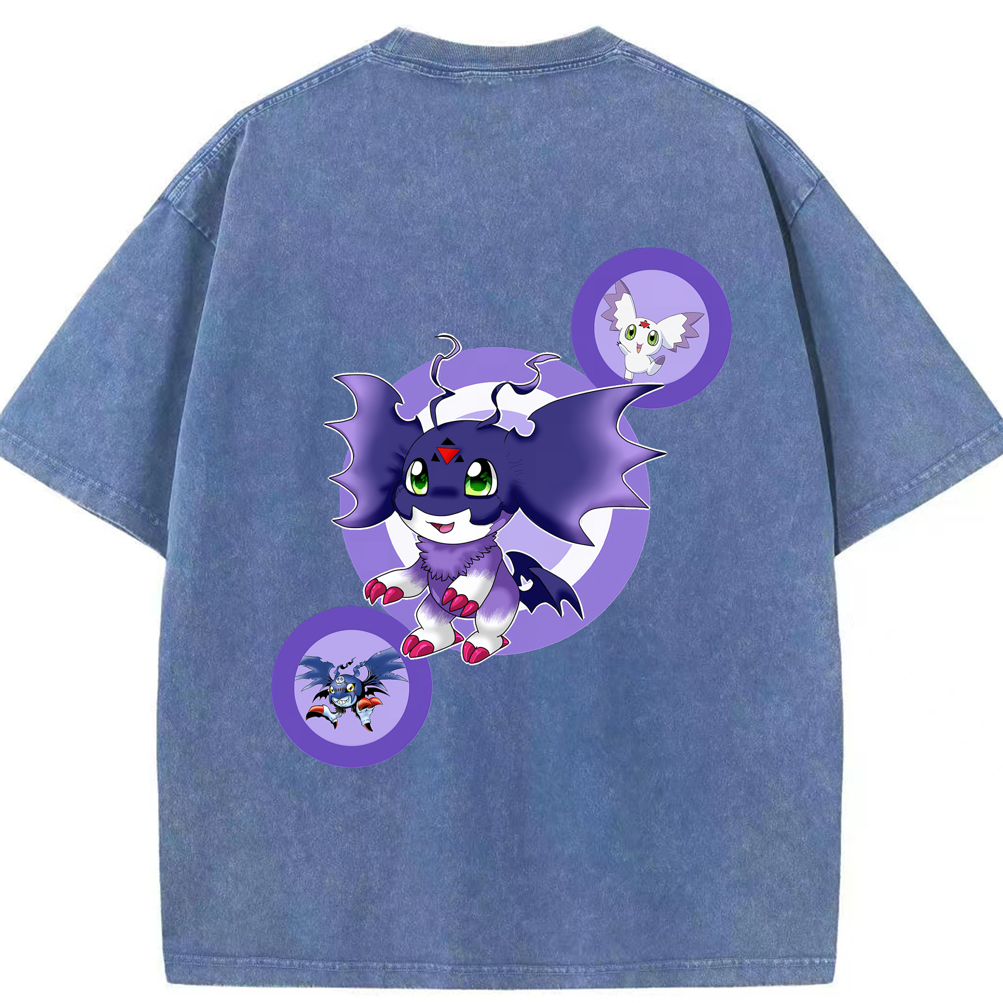 （画像用） Digimon デジタルモンスター/デジモン 綿100% ヴィンテージ風 半袖Tシャツ（背面プリント）