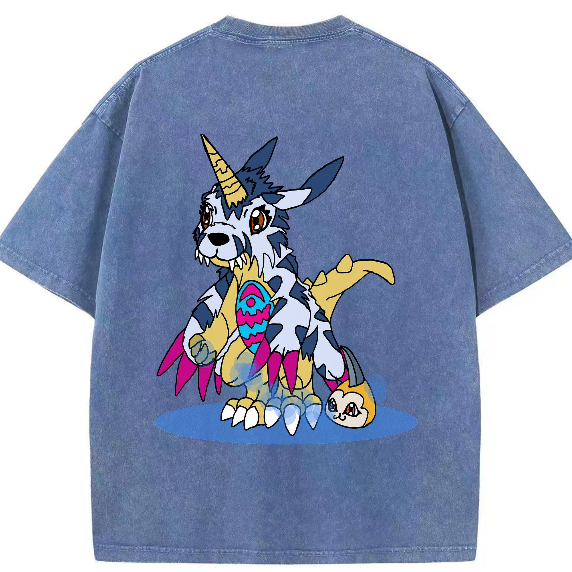 （画像用） Digimon デジタルモンスター/デジモン 綿100% ヴィンテージ風 半袖Tシャツ（背面プリント）