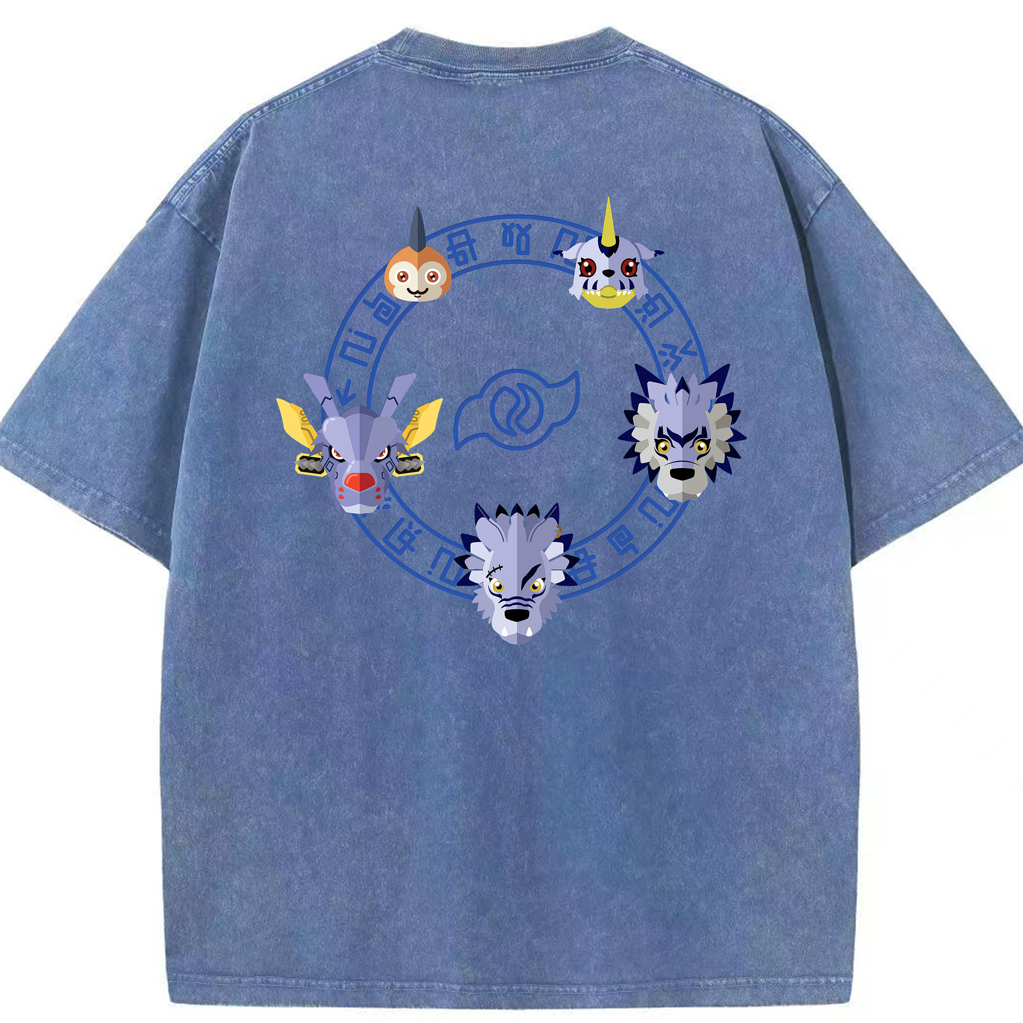 （画像用） Digimon デジタルモンスター/デジモン 綿100% ヴィンテージ風 半袖Tシャツ（背面プリント）