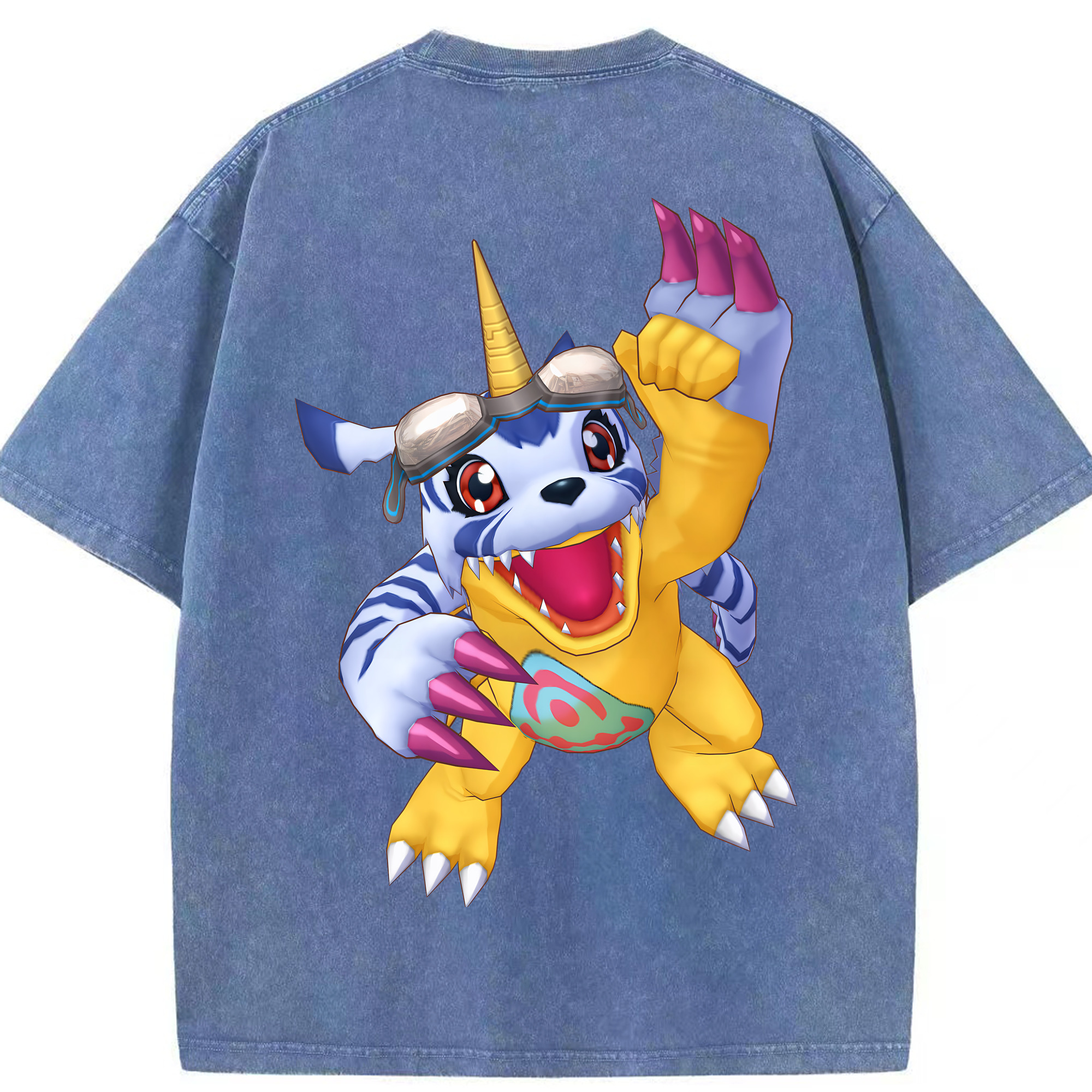 （画像用） Digimon デジタルモンスター/デジモン 綿100% ヴィンテージ風 半袖Tシャツ（背面プリント）