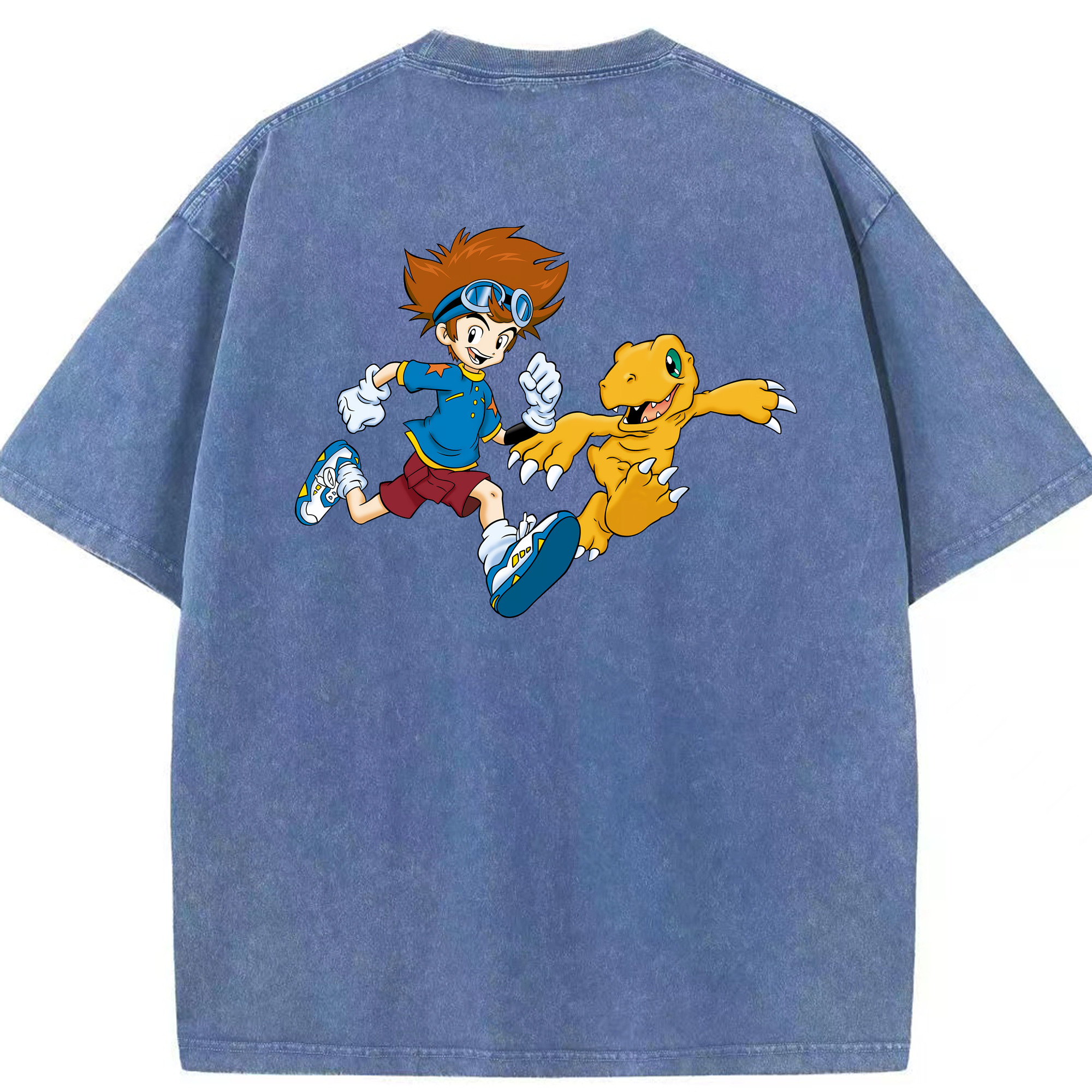 （画像用） Digimon デジタルモンスター/デジモン 綿100% ヴィンテージ風 半袖Tシャツ（背面プリント）