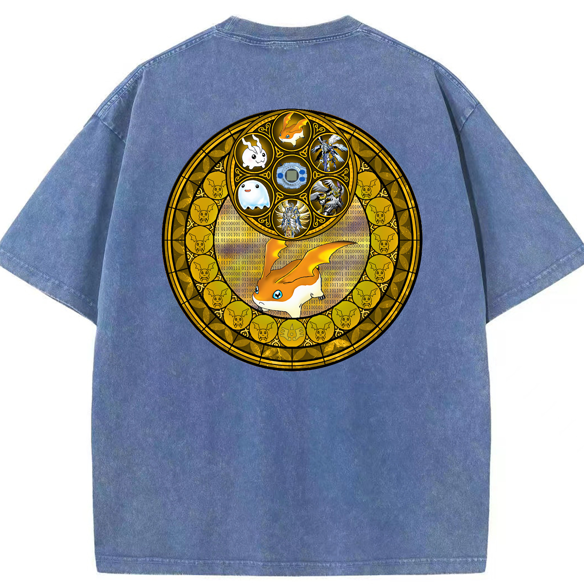 （画像用） Digimon デジタルモンスター/デジモン 綿100% ヴィンテージ風 半袖Tシャツ（背面プリント）