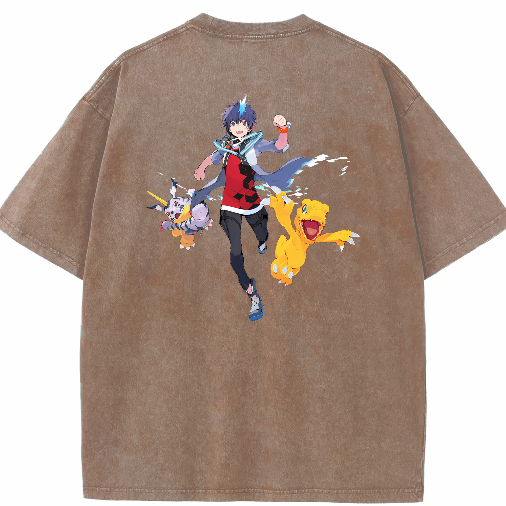 （画像用） Digimon デジタルモンスター/デジモン 綿100% ヴィンテージ風 半袖Tシャツ（背面プリント）