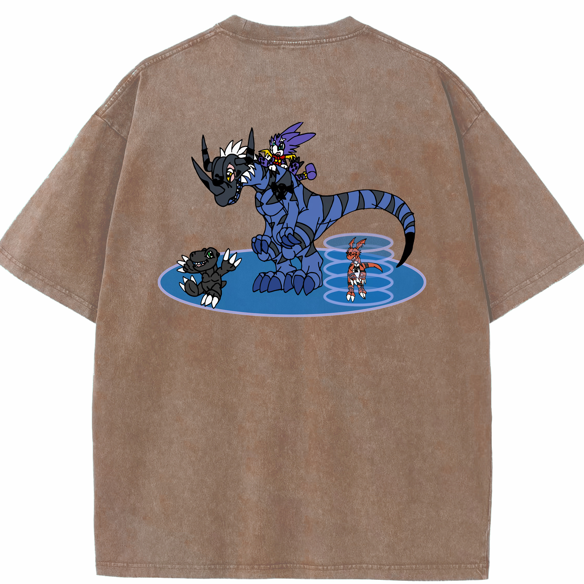 （画像用） Digimon デジタルモンスター/デジモン 綿100% ヴィンテージ風 半袖Tシャツ（背面プリント）