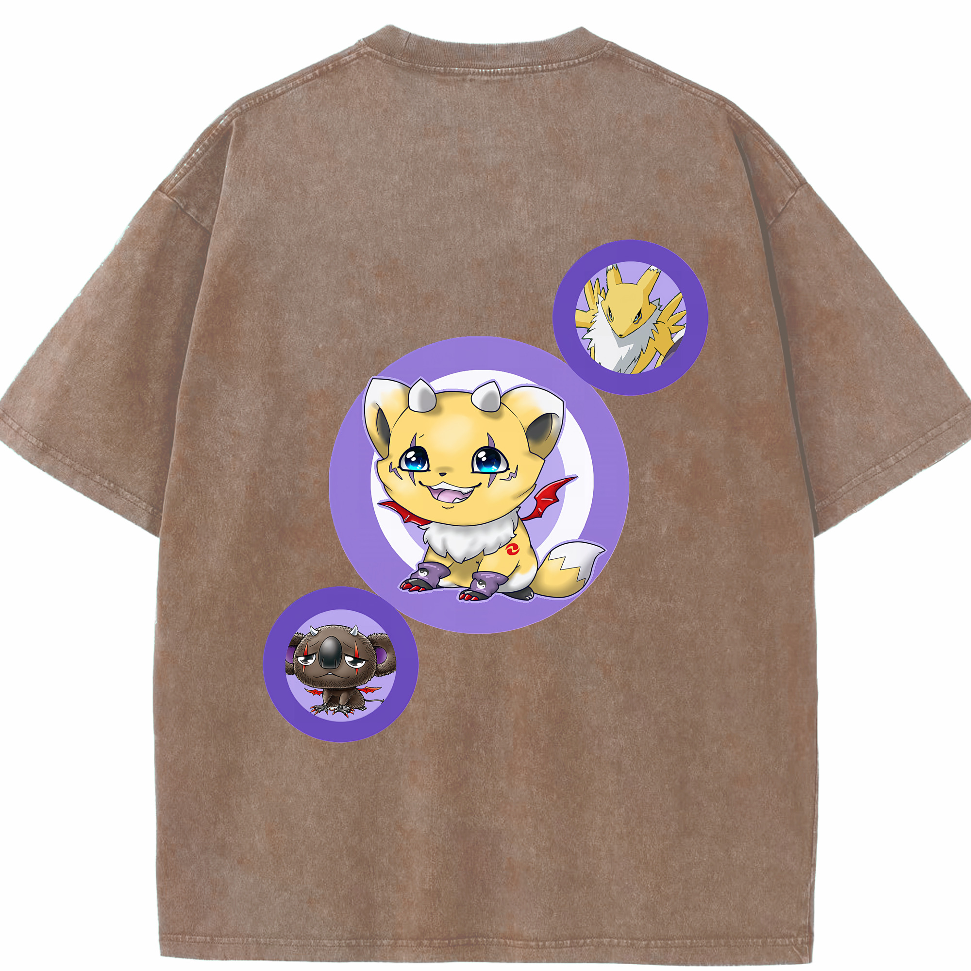 （画像用） Digimon デジタルモンスター/デジモン 綿100% ヴィンテージ風 半袖Tシャツ（背面プリント）