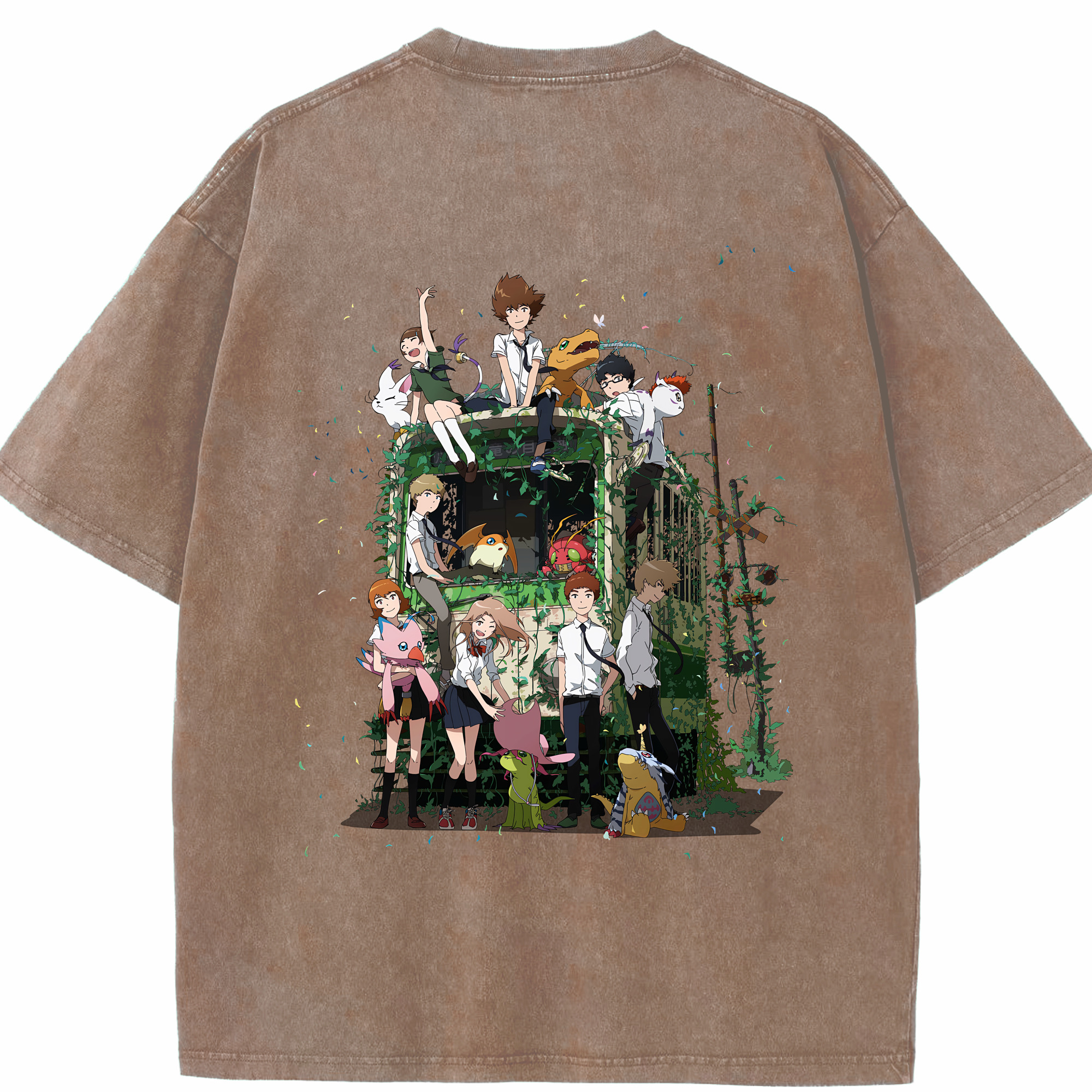 （画像用） Digimon デジタルモンスター/デジモン 綿100% ヴィンテージ風 半袖Tシャツ（背面プリント）