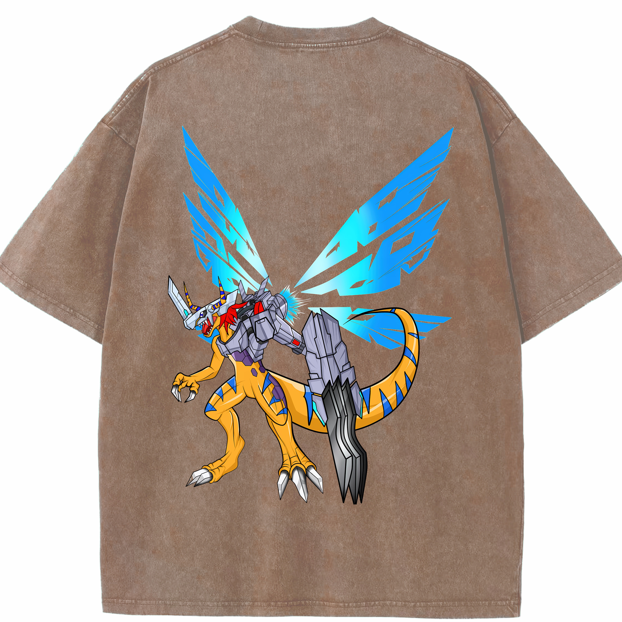 （画像用） Digimon デジタルモンスター/デジモン 綿100% ヴィンテージ風 半袖Tシャツ（背面プリント）