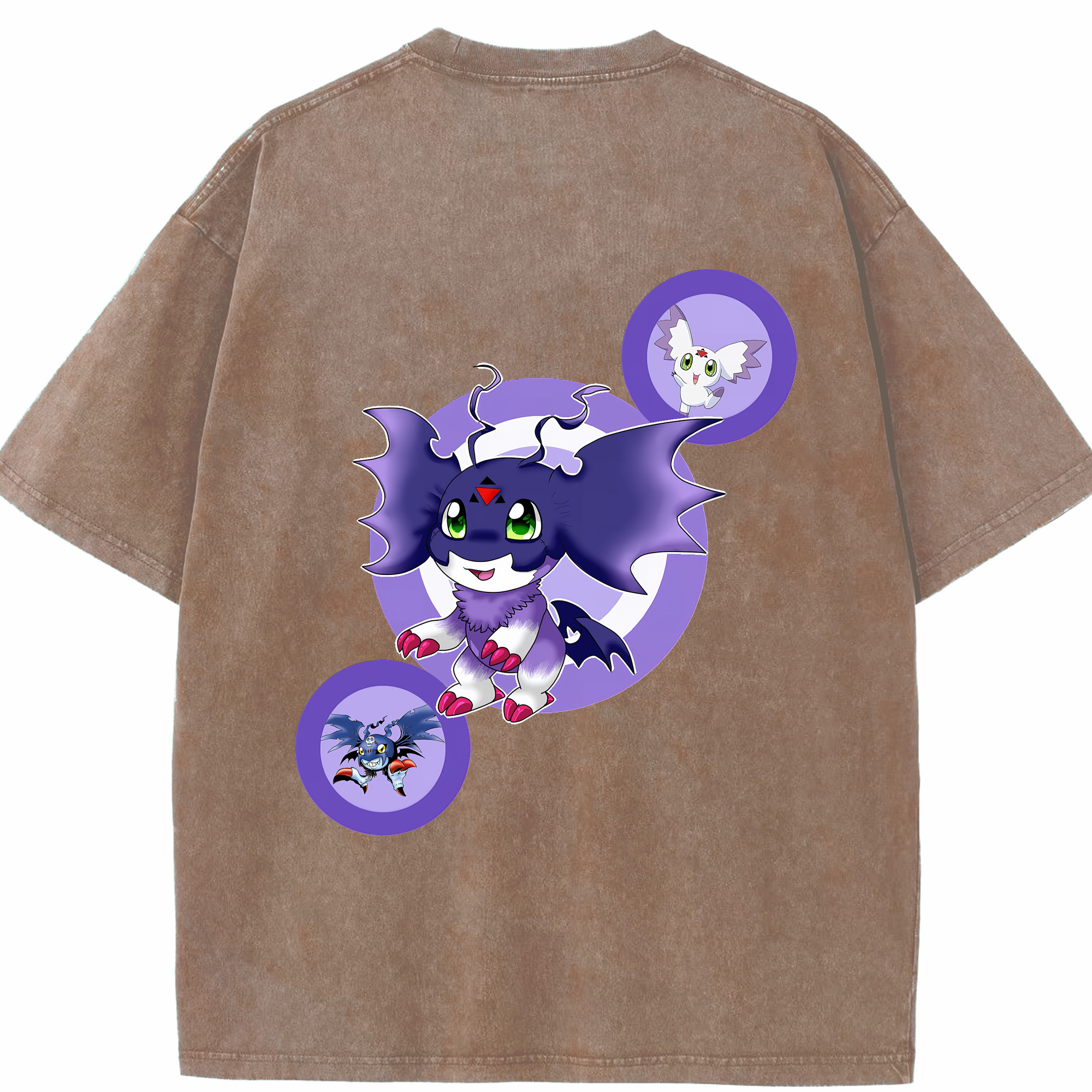 （画像用） Digimon デジタルモンスター/デジモン 綿100% ヴィンテージ風 半袖Tシャツ（背面プリント）