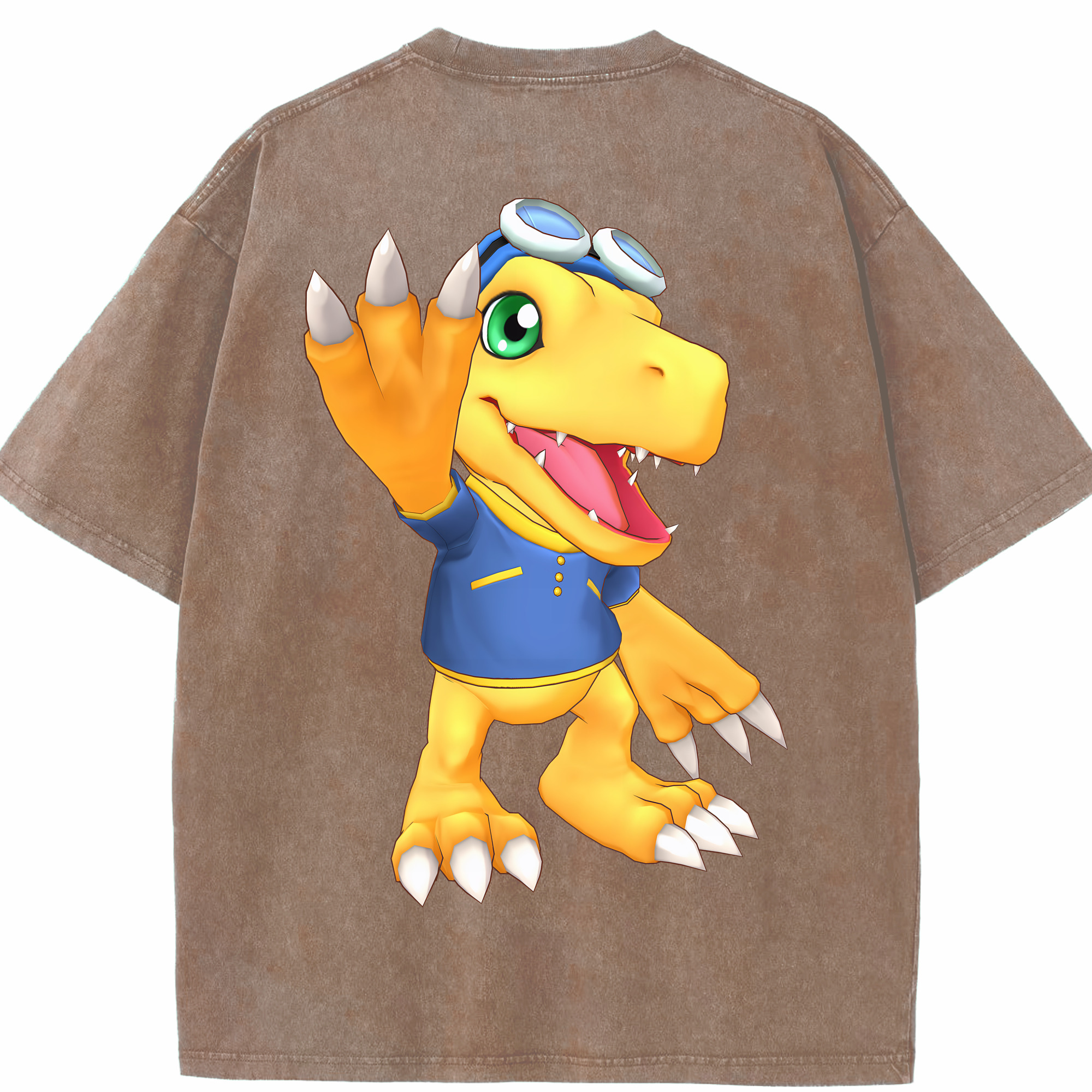 （画像用） Digimon デジタルモンスター/デジモン 綿100% ヴィンテージ風 半袖Tシャツ（背面プリント）