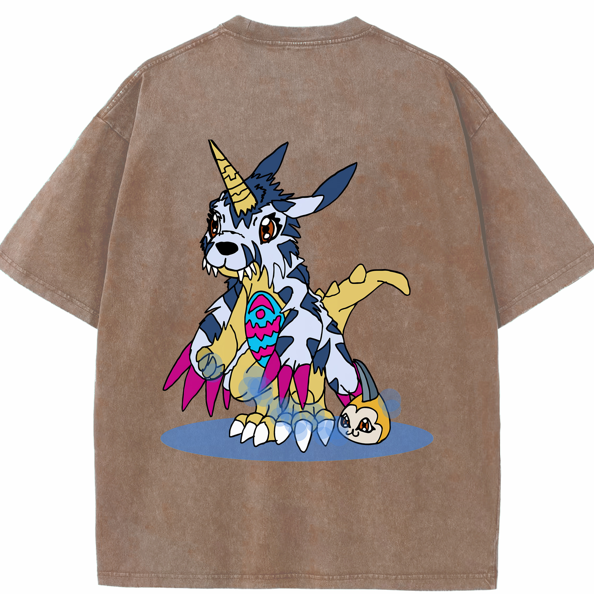 （画像用） Digimon デジタルモンスター/デジモン 綿100% ヴィンテージ風 半袖Tシャツ（背面プリント）