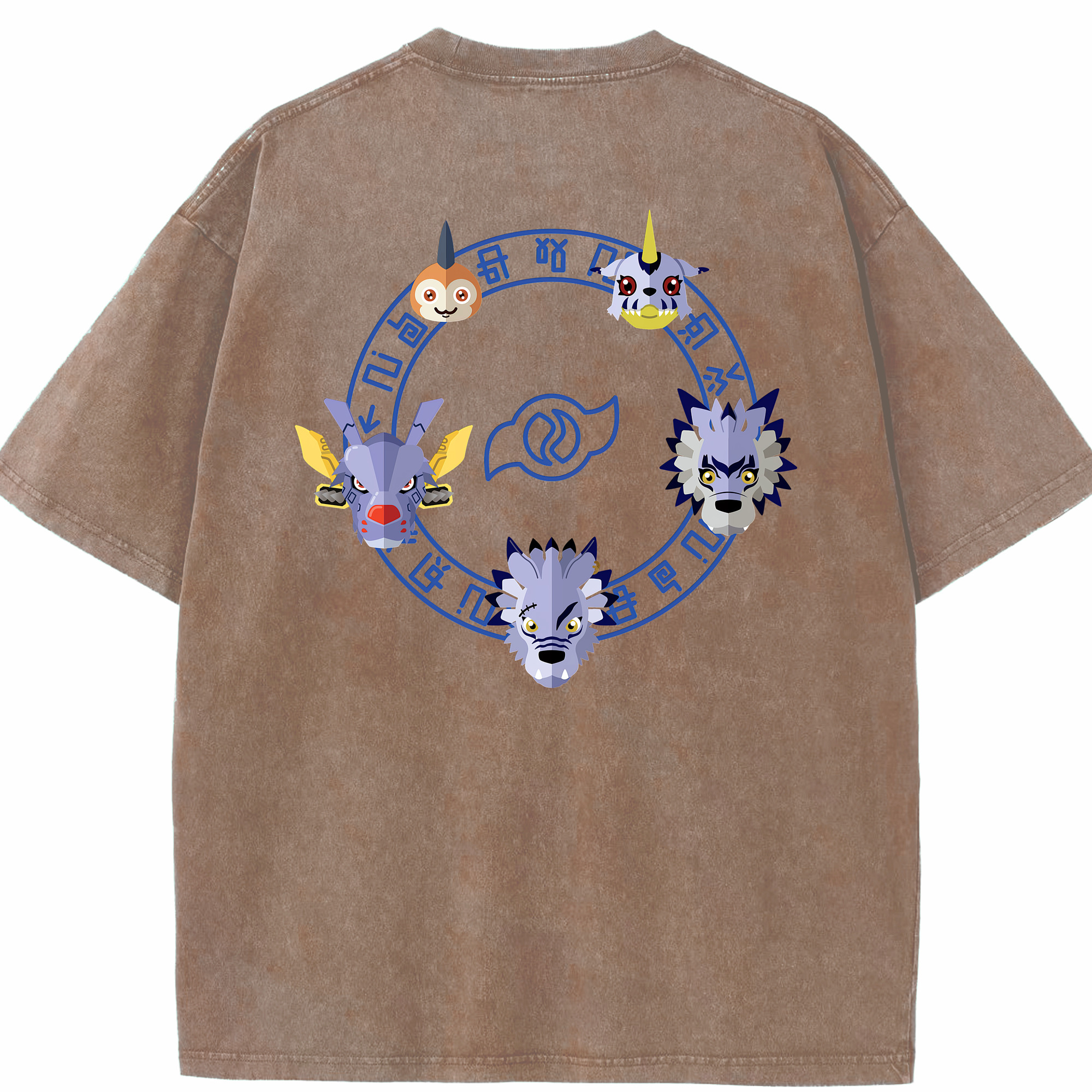 （画像用） Digimon デジタルモンスター/デジモン 綿100% ヴィンテージ風 半袖Tシャツ（背面プリント）