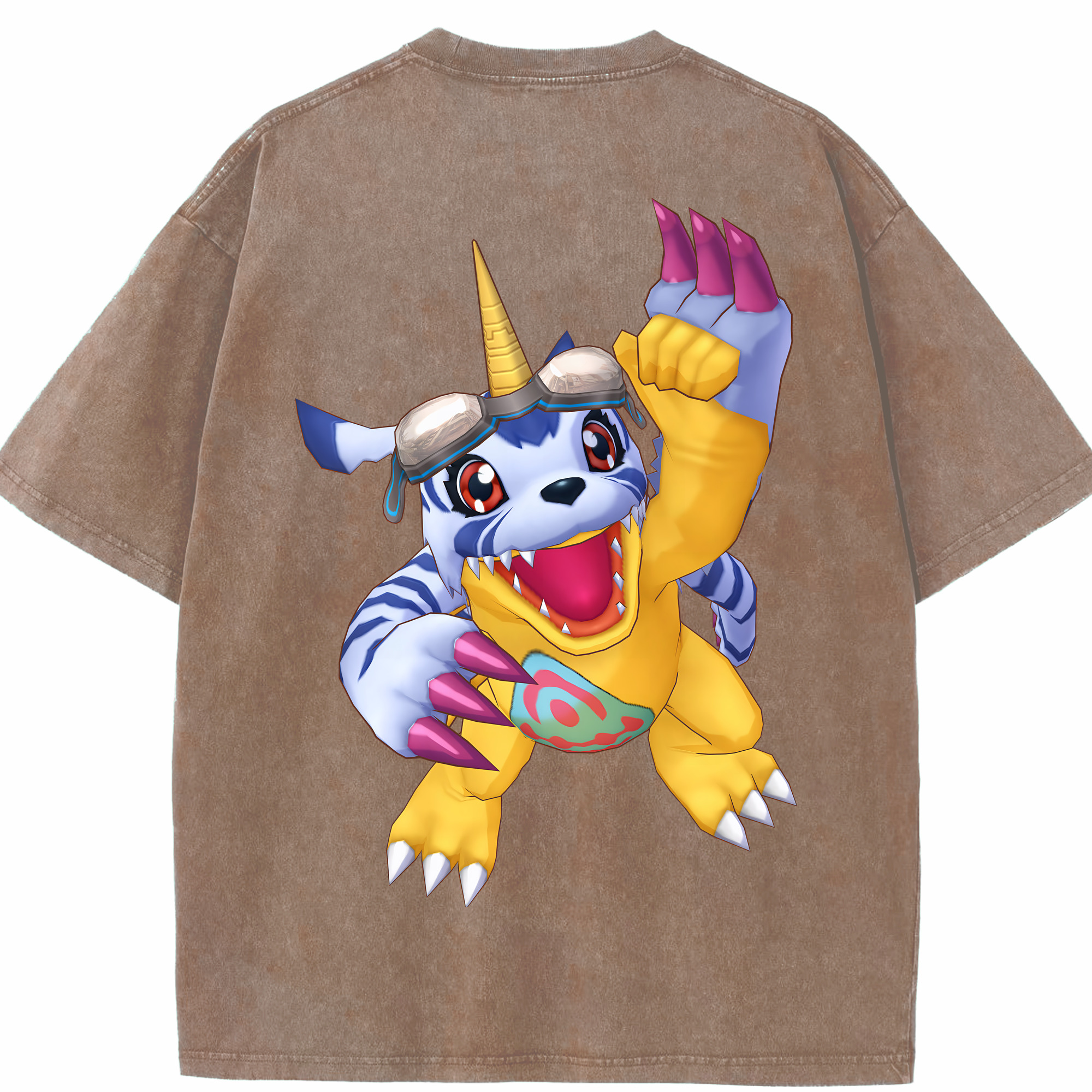 （画像用） Digimon デジタルモンスター/デジモン 綿100% ヴィンテージ風 半袖Tシャツ（背面プリント）