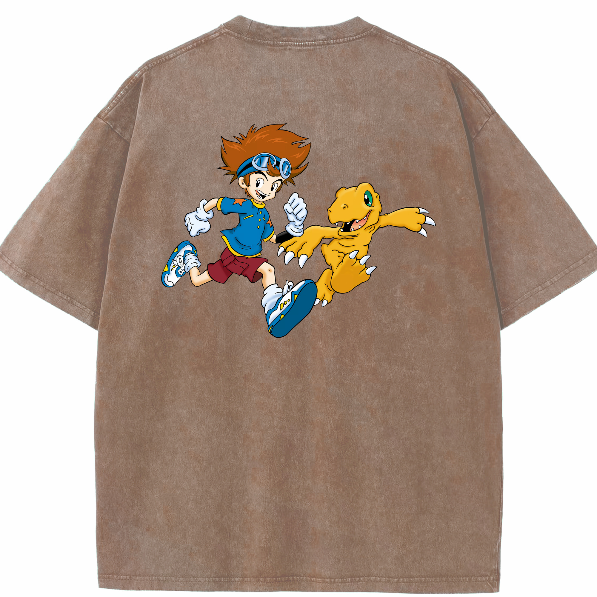 （画像用） Digimon デジタルモンスター/デジモン 綿100% ヴィンテージ風 半袖Tシャツ（背面プリント）