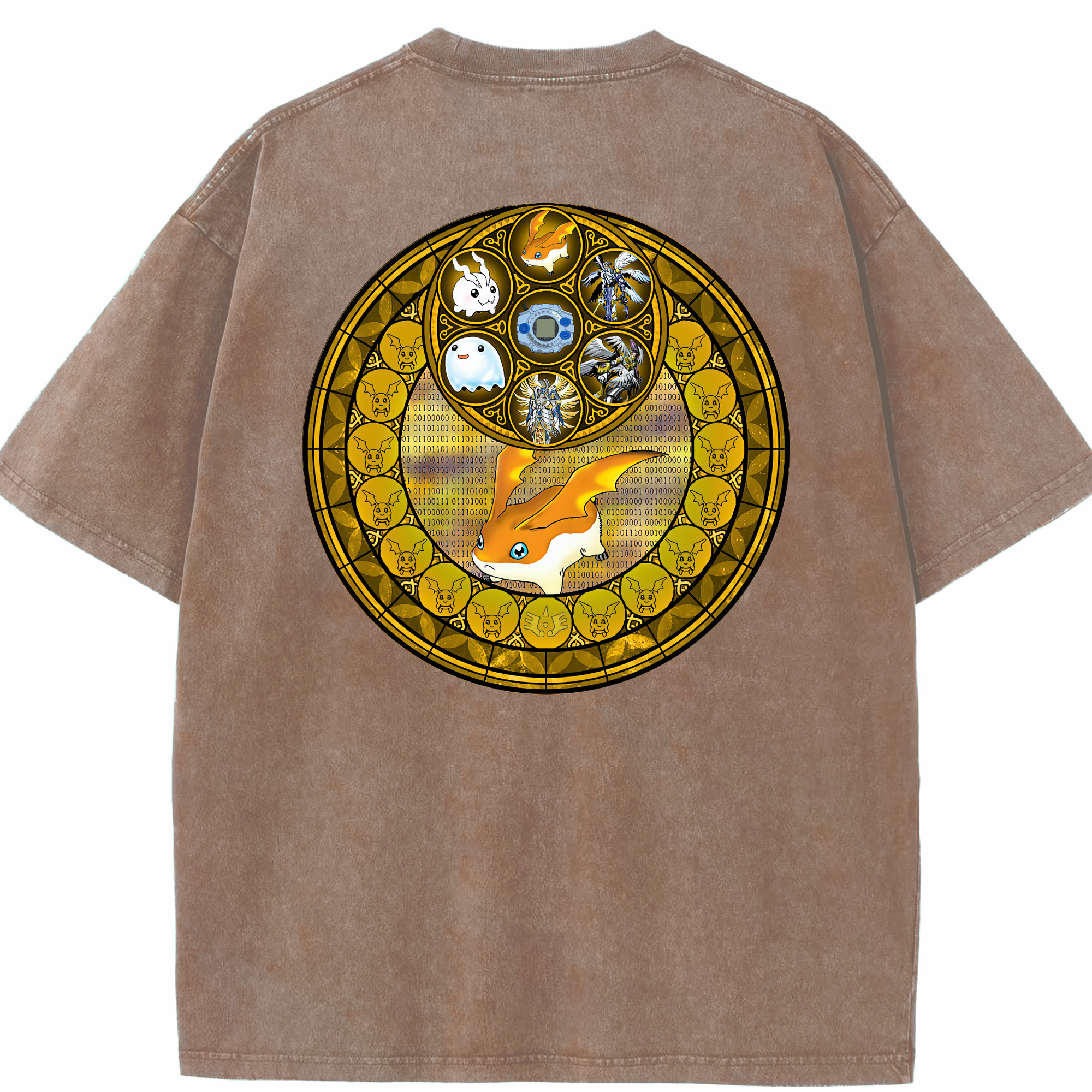 （画像用） Digimon デジタルモンスター/デジモン 綿100% ヴィンテージ風 半袖Tシャツ（背面プリント）