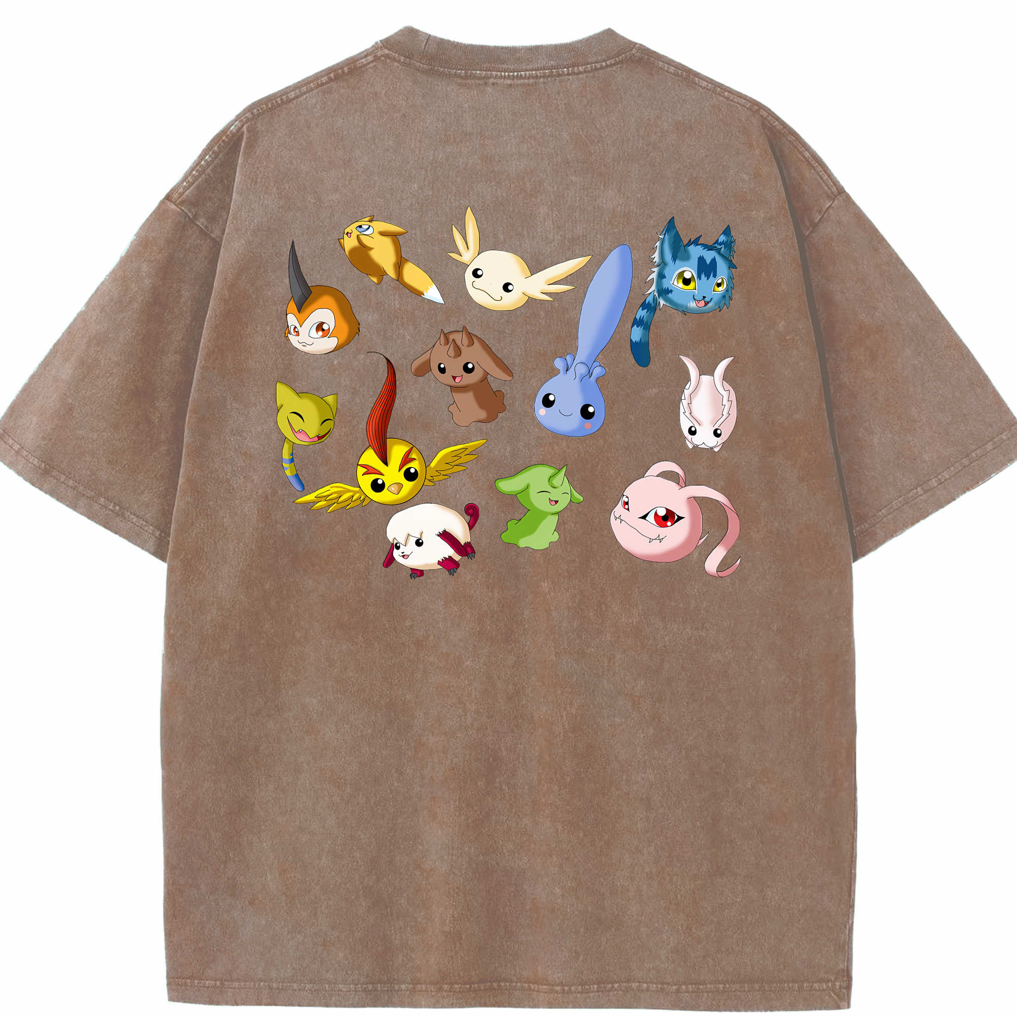 （画像用） Digimon デジタルモンスター/デジモン 綿100% ヴィンテージ風 半袖Tシャツ（背面プリント）