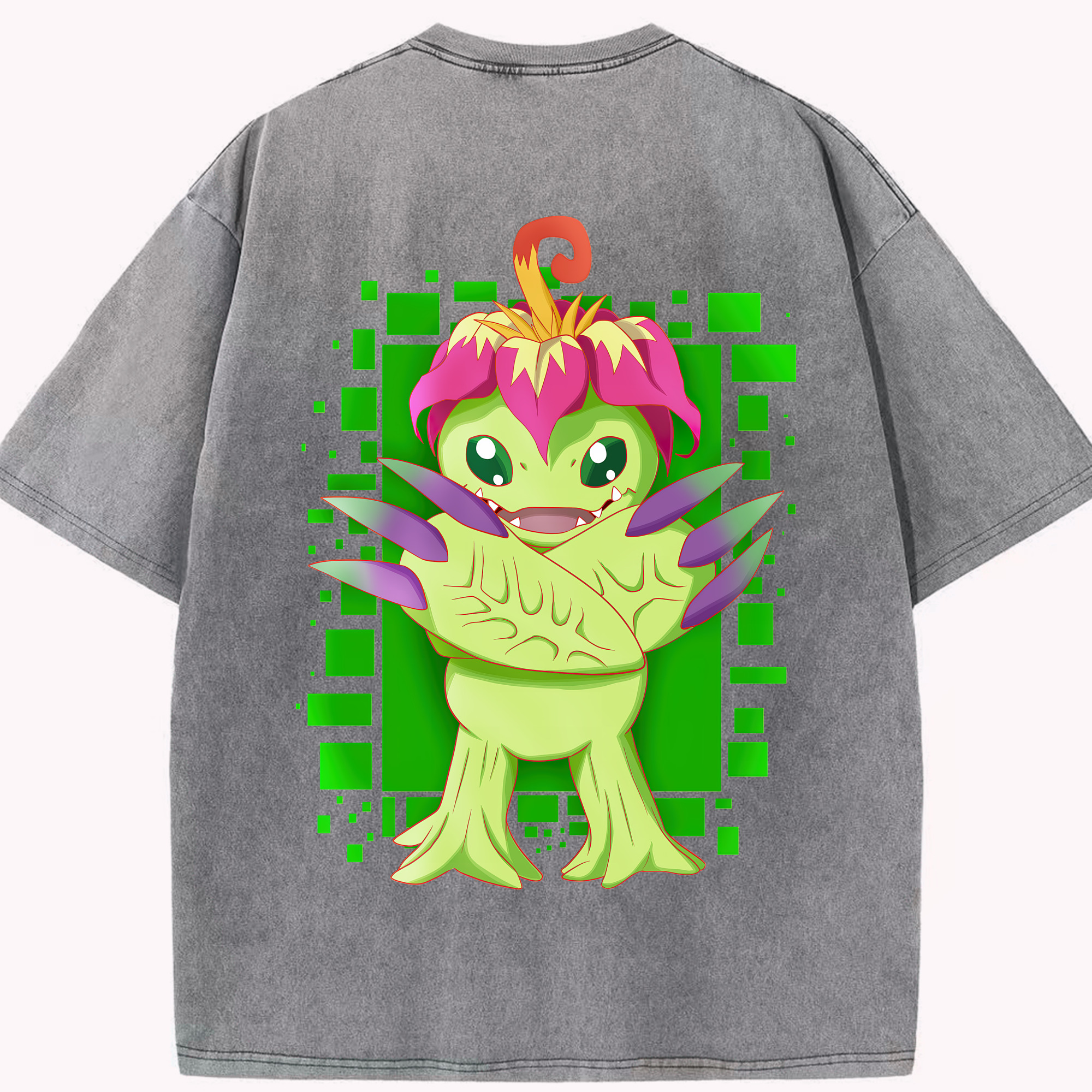 （画像用） Digimon デジタルモンスター/デジモン 綿100% ヴィンテージ風 半袖Tシャツ（背面プリント）