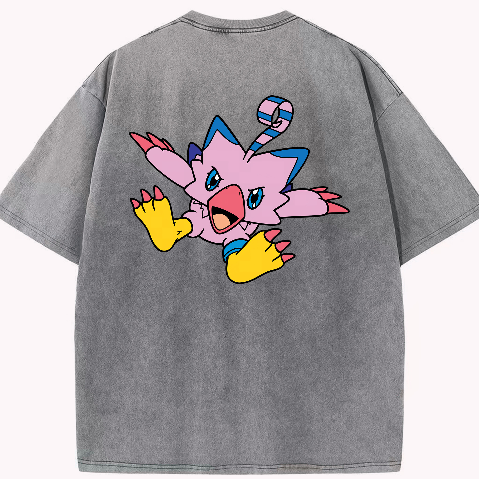 （画像用） Digimon デジタルモンスター/デジモン 綿100% ヴィンテージ風 半袖Tシャツ（背面プリント）