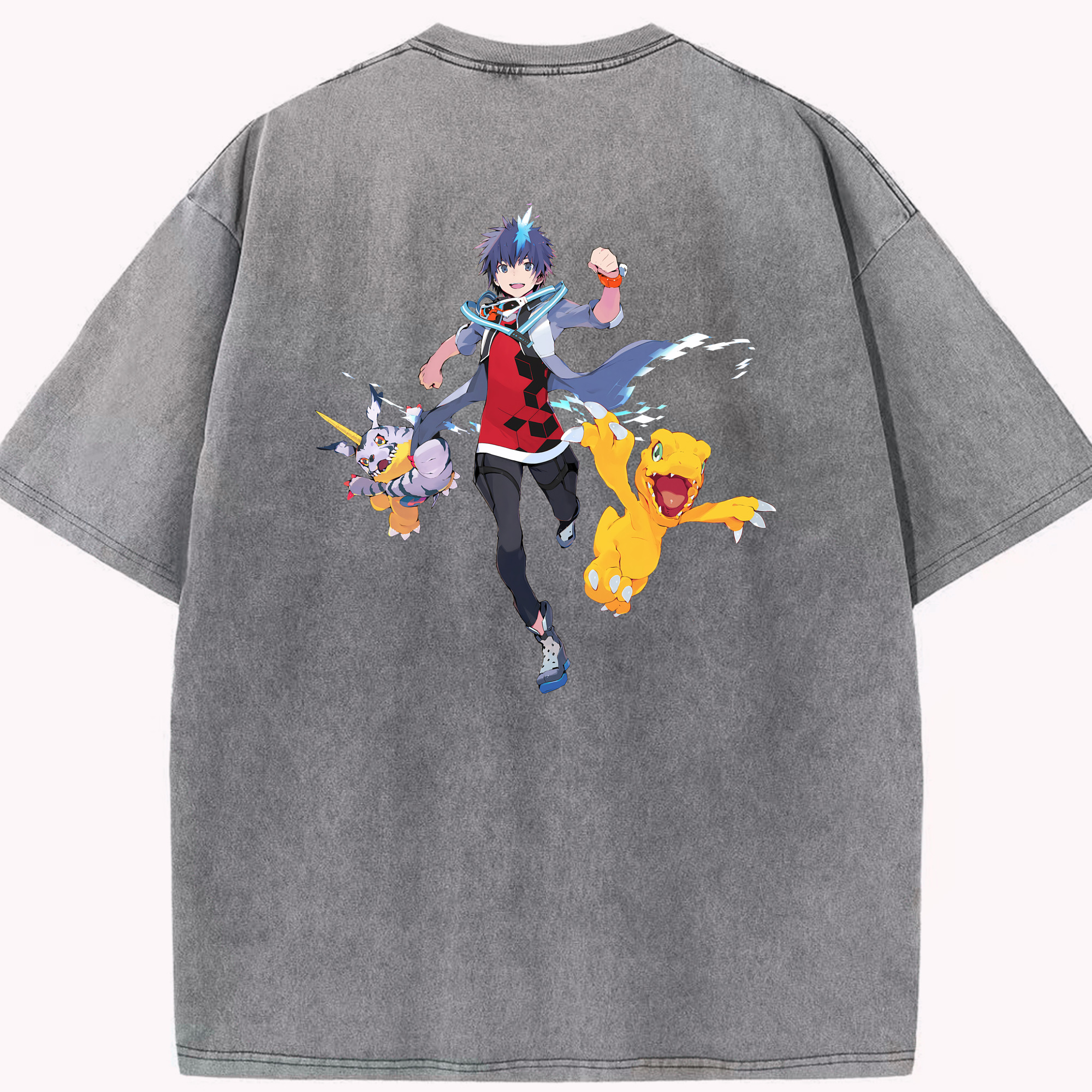 （画像用） Digimon デジタルモンスター/デジモン 綿100% ヴィンテージ風 半袖Tシャツ（背面プリント）