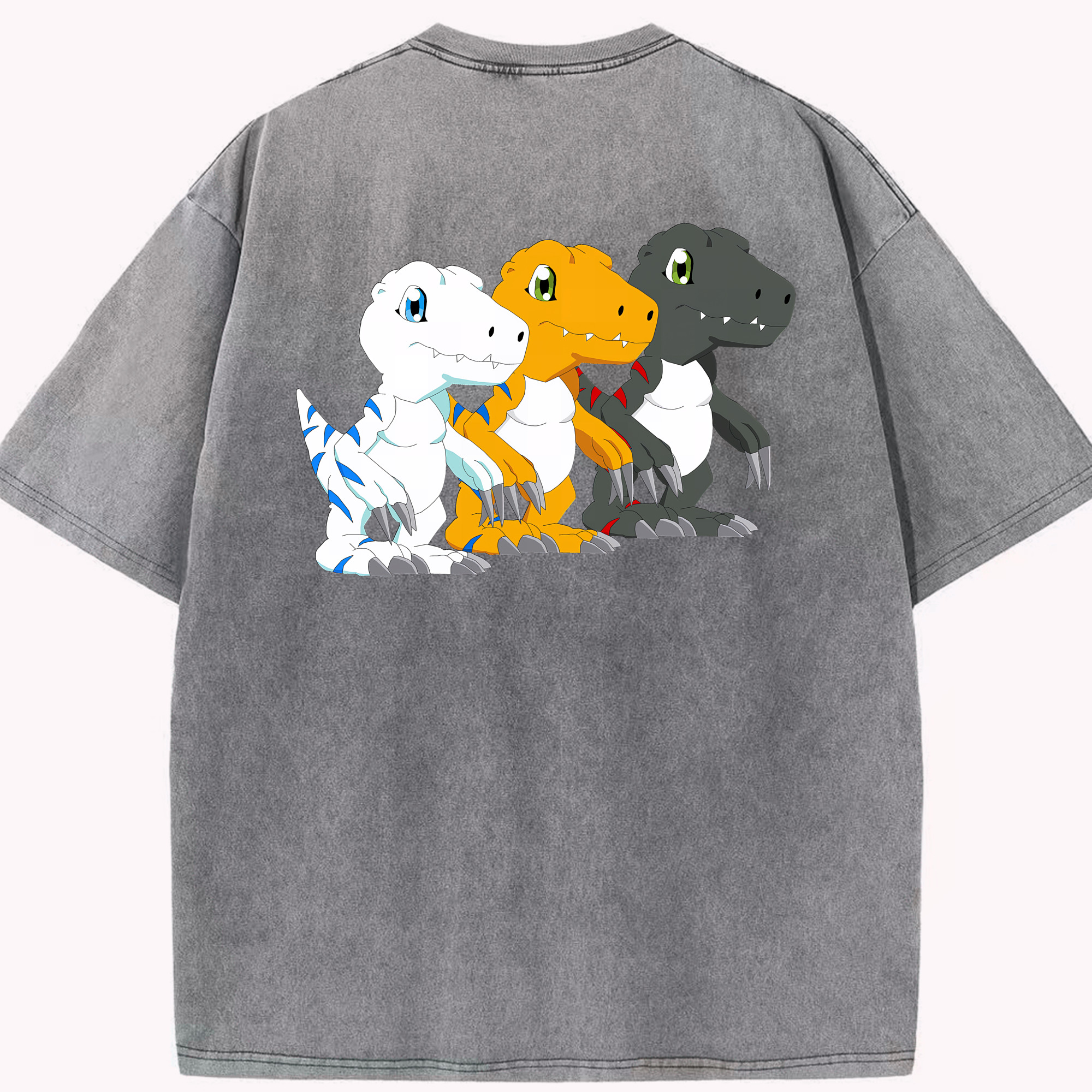 （画像用） Digimon デジタルモンスター/デジモン 綿100% ヴィンテージ風 半袖Tシャツ（背面プリント）