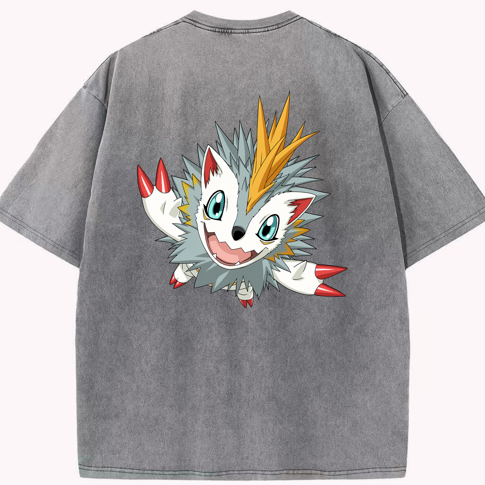 （画像用） Digimon デジタルモンスター/デジモン 綿100% ヴィンテージ風 半袖Tシャツ（背面プリント）
