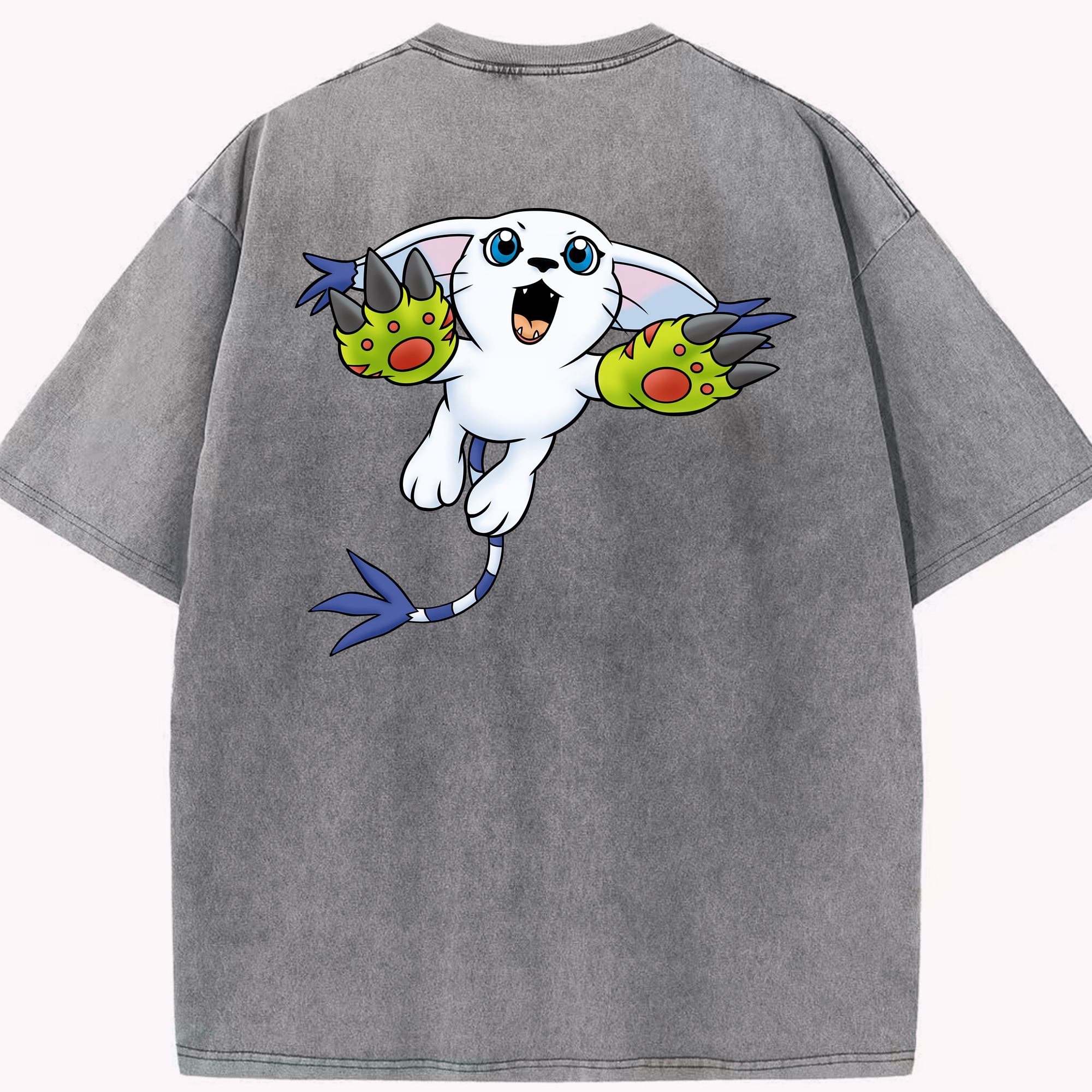 （画像用） Digimon デジタルモンスター/デジモン 綿100% ヴィンテージ風 半袖Tシャツ（背面プリント）