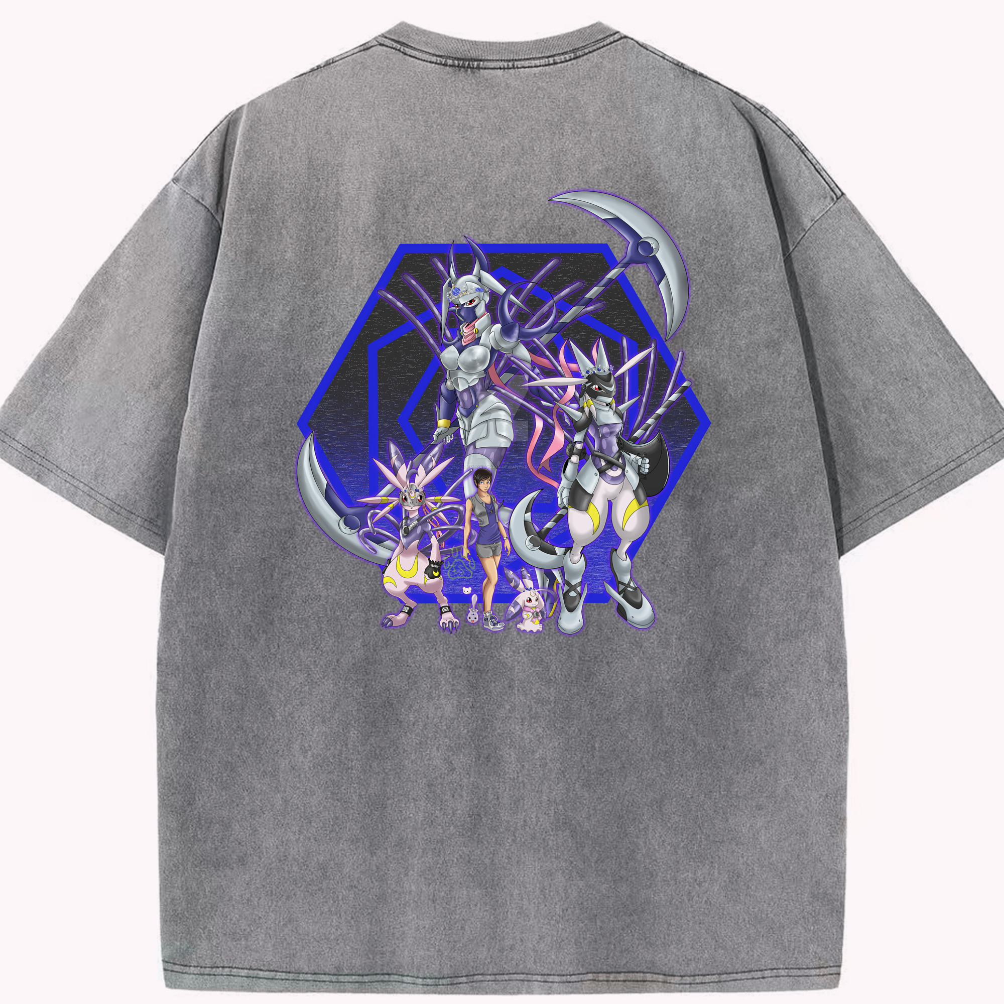 （画像用） Digimon デジタルモンスター/デジモン 綿100% ヴィンテージ風 半袖Tシャツ（背面プリント）