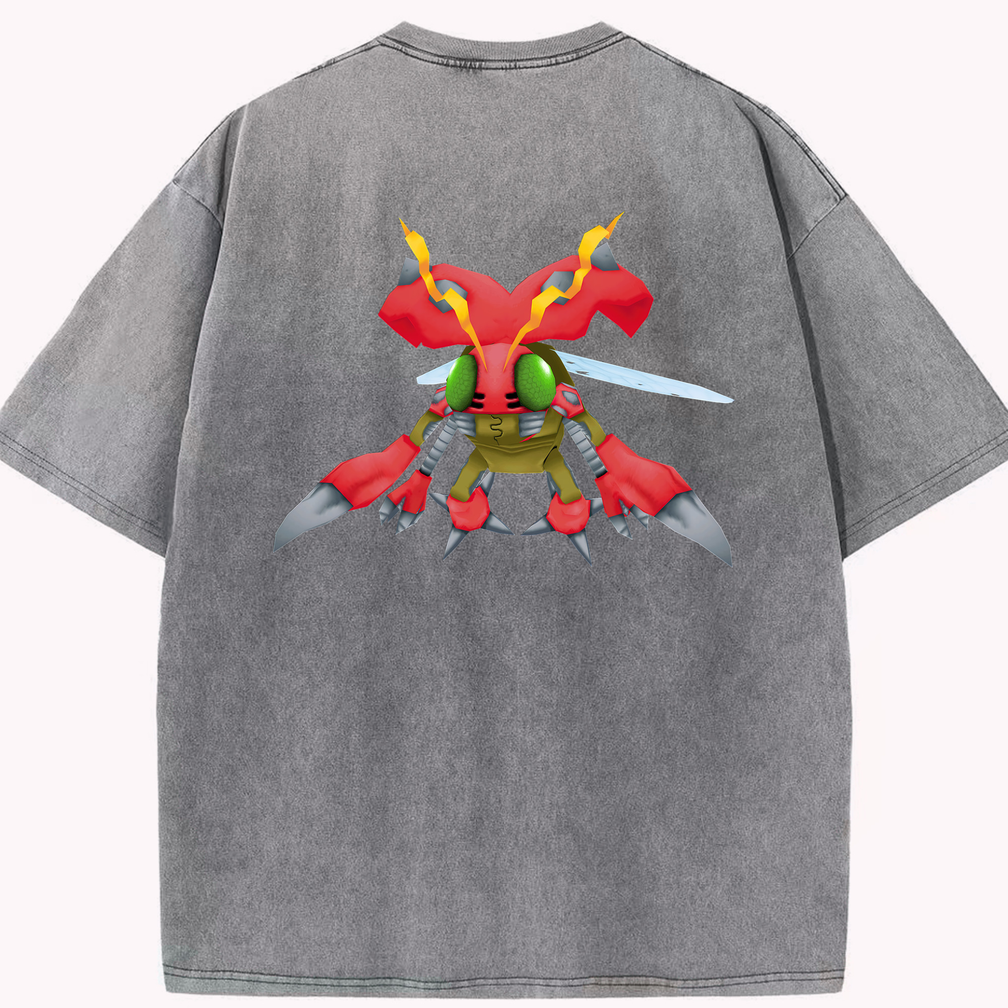 （画像用） Digimon デジタルモンスター/デジモン 綿100% ヴィンテージ風 半袖Tシャツ（背面プリント）