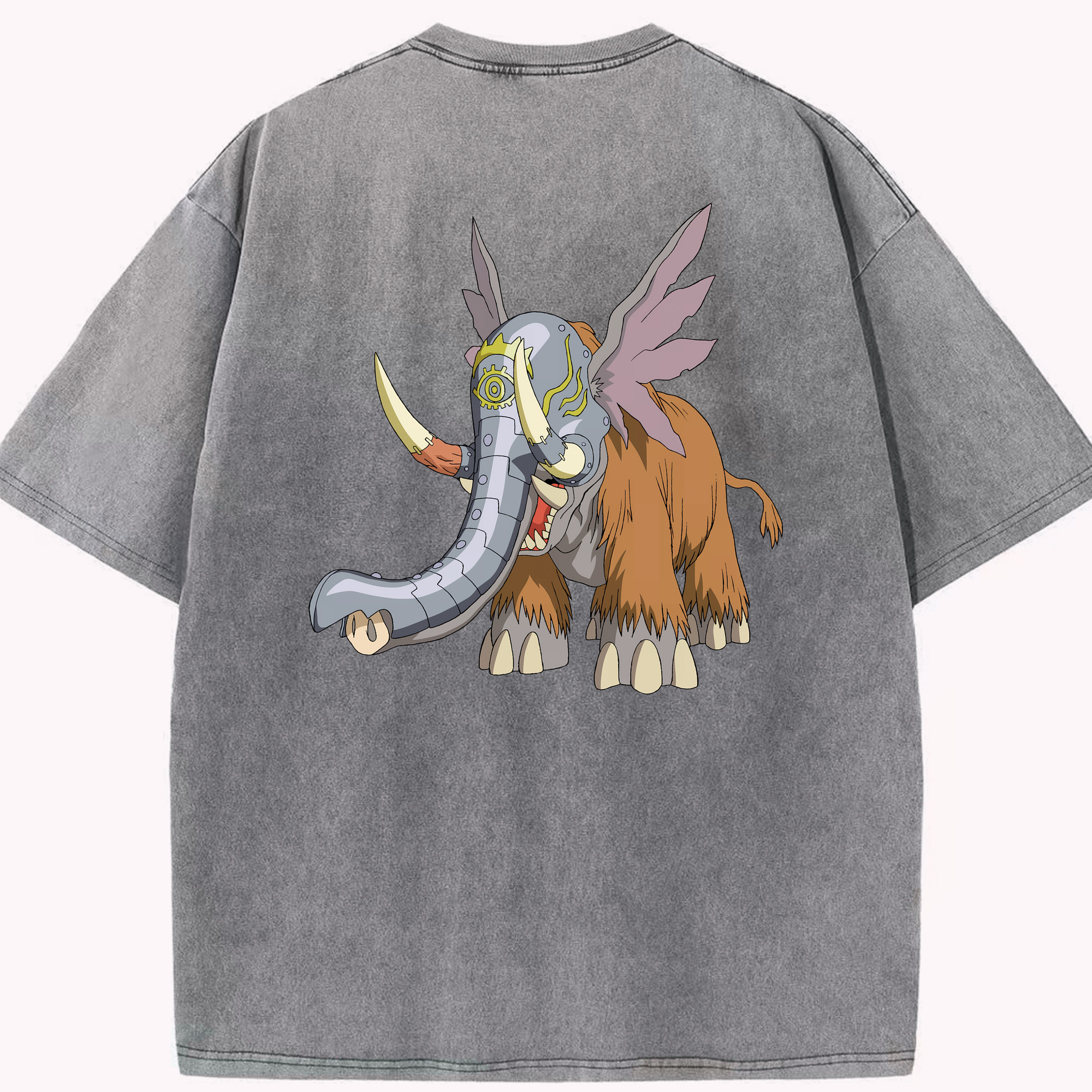（画像用） Digimon デジタルモンスター/デジモン 綿100% ヴィンテージ風 半袖Tシャツ（背面プリント）