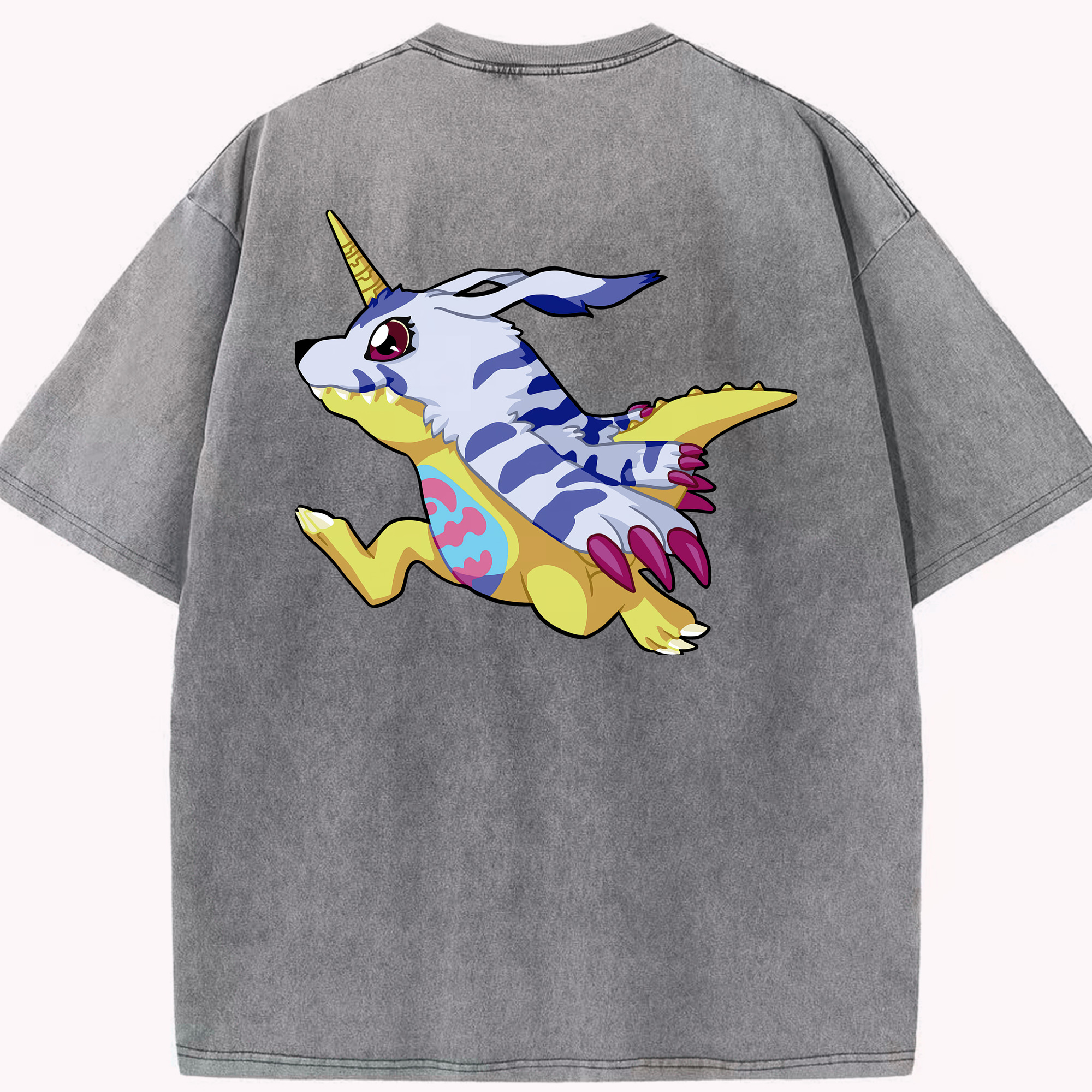 （画像用） Digimon デジタルモンスター/デジモン 綿100% ヴィンテージ風 半袖Tシャツ（背面プリント）