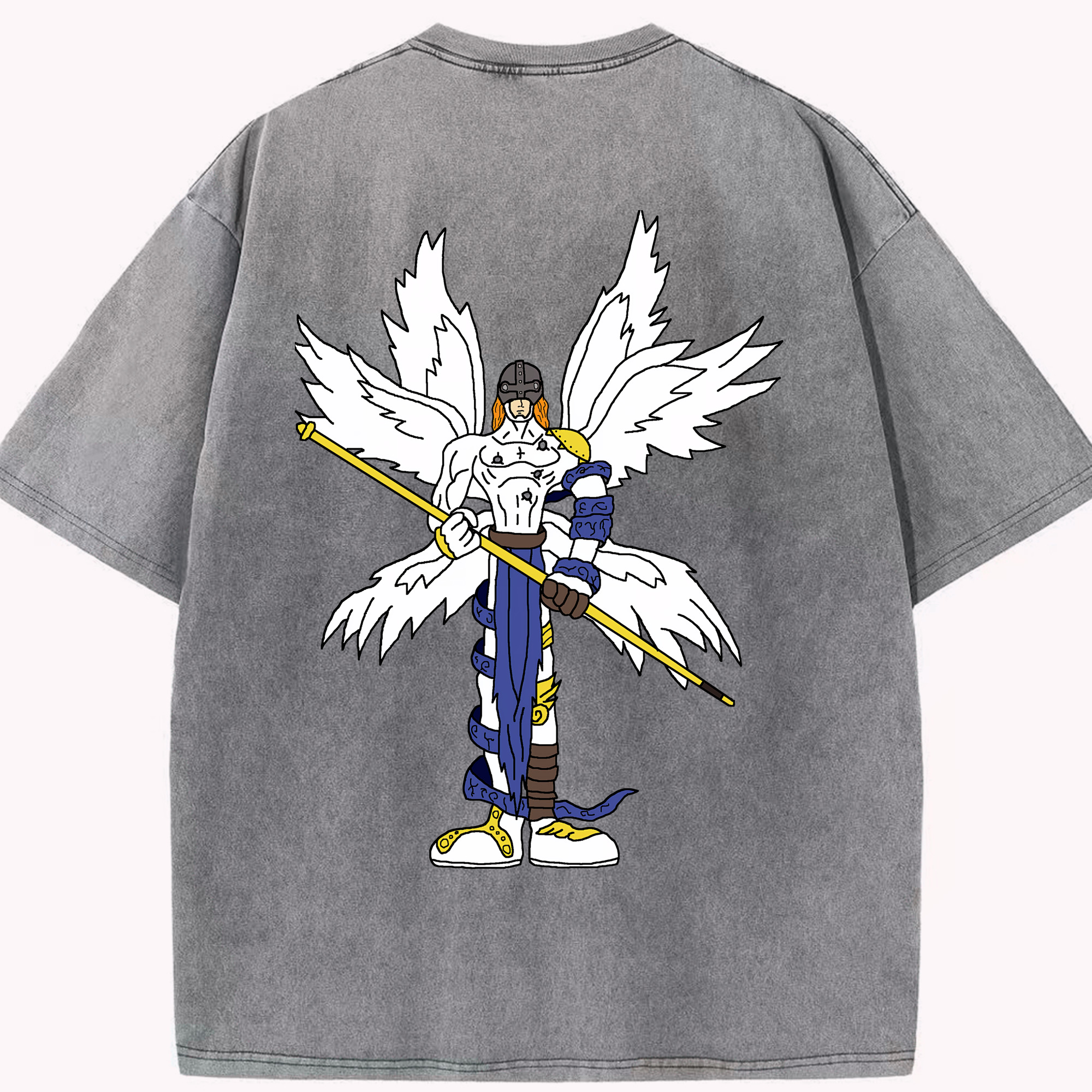（画像用） Digimon デジタルモンスター/デジモン 綿100% ヴィンテージ風 半袖Tシャツ（背面プリント）