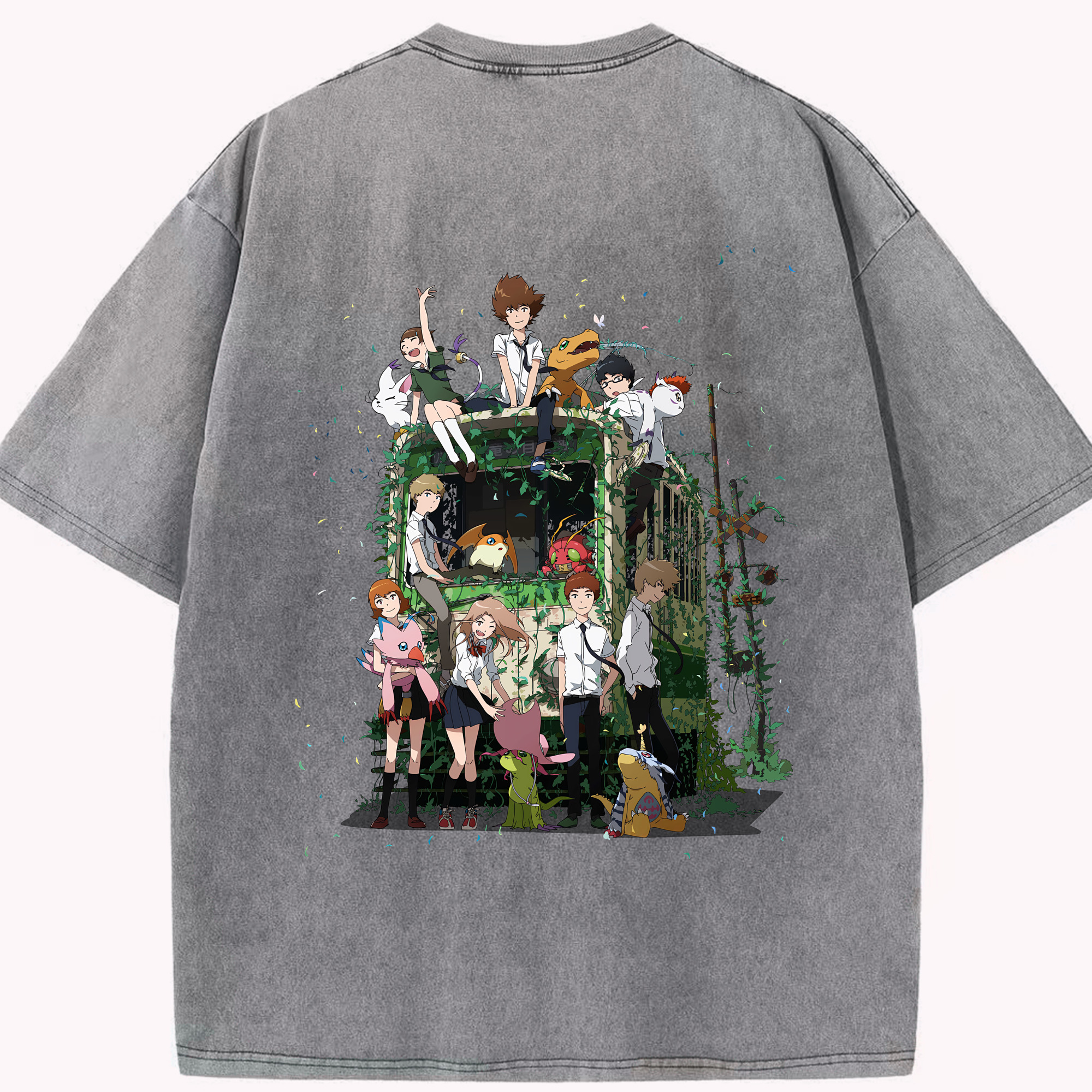 （画像用） Digimon デジタルモンスター/デジモン 綿100% ヴィンテージ風 半袖Tシャツ（背面プリント）